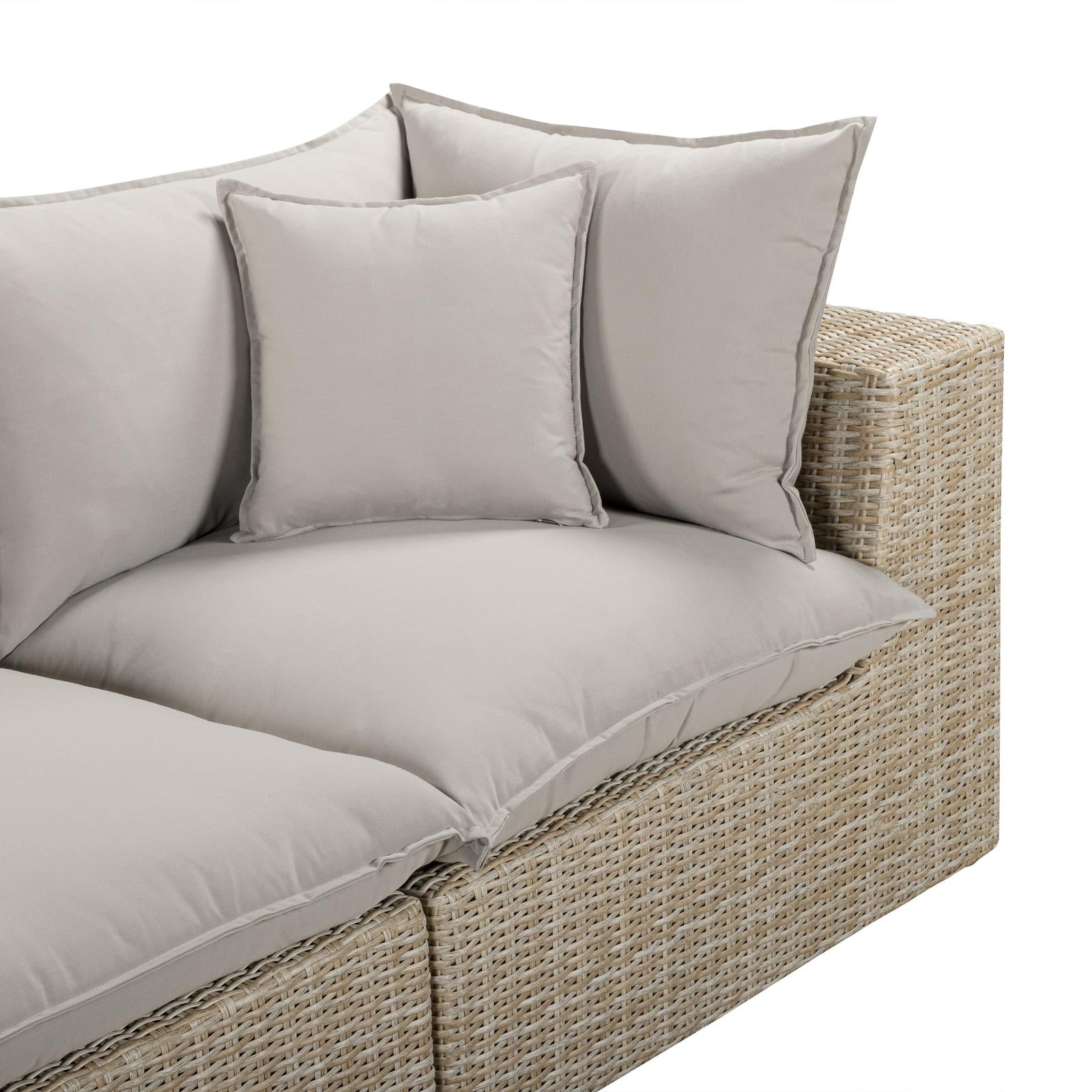 TOV Furniture Cali 4-Piece Performance Fabric & Wicker Outdoor Sectional