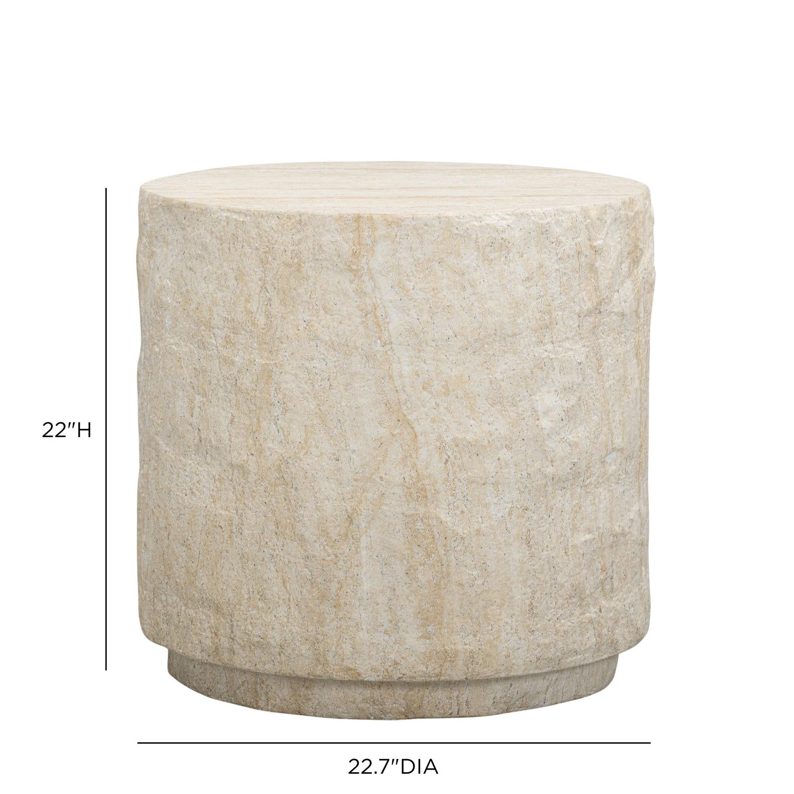 TOV Furniture Roxanne Faux Travertine Indoor/Outdoor Concrete Side Table