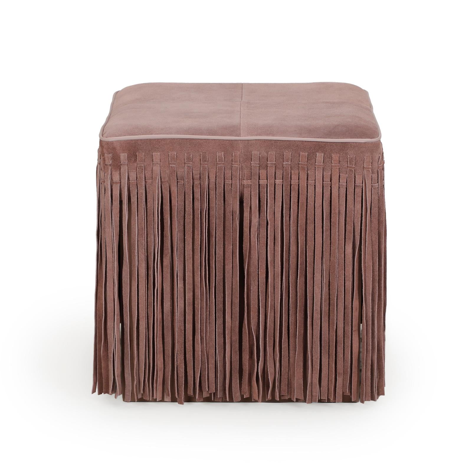 TOV Furniture Daphne Square Suede Fringe Ottoman