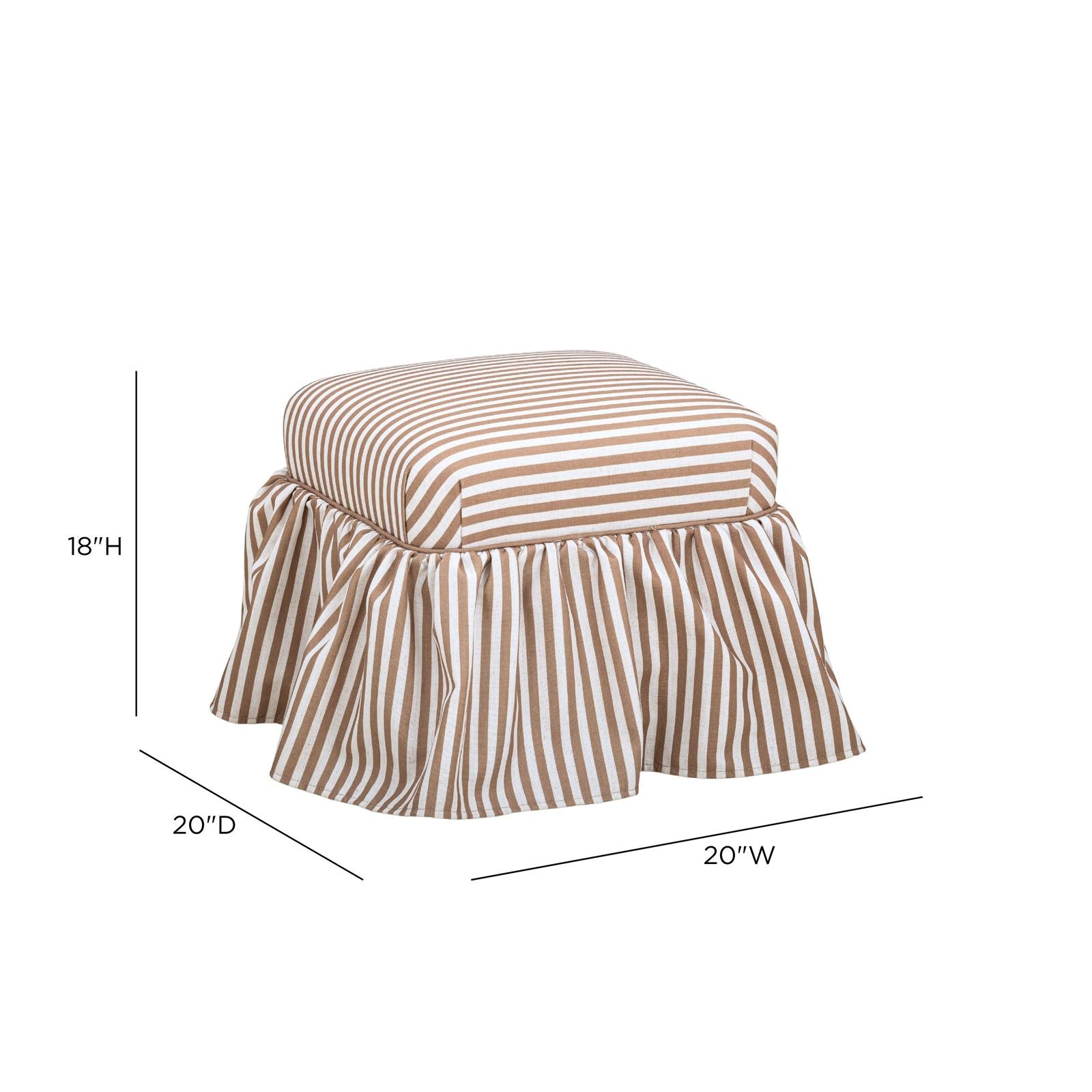 TOV Furniture Gertrude Striped Performance Linen Skirted Ottoman
