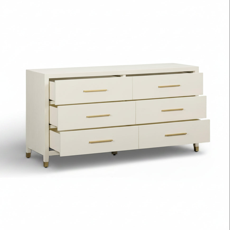 TOV Furniture Dani Cream Faux Shagreen Drawer Dresser