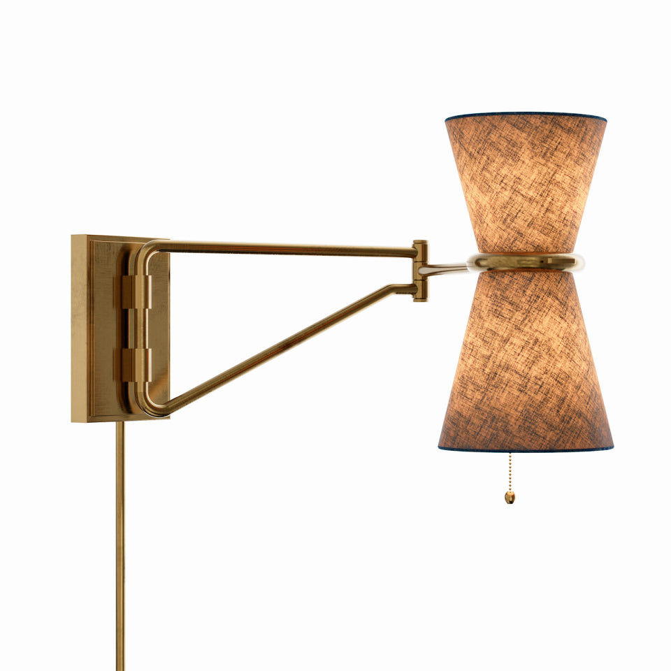 Gable Antique Natural Brass Swing Arm Sconce