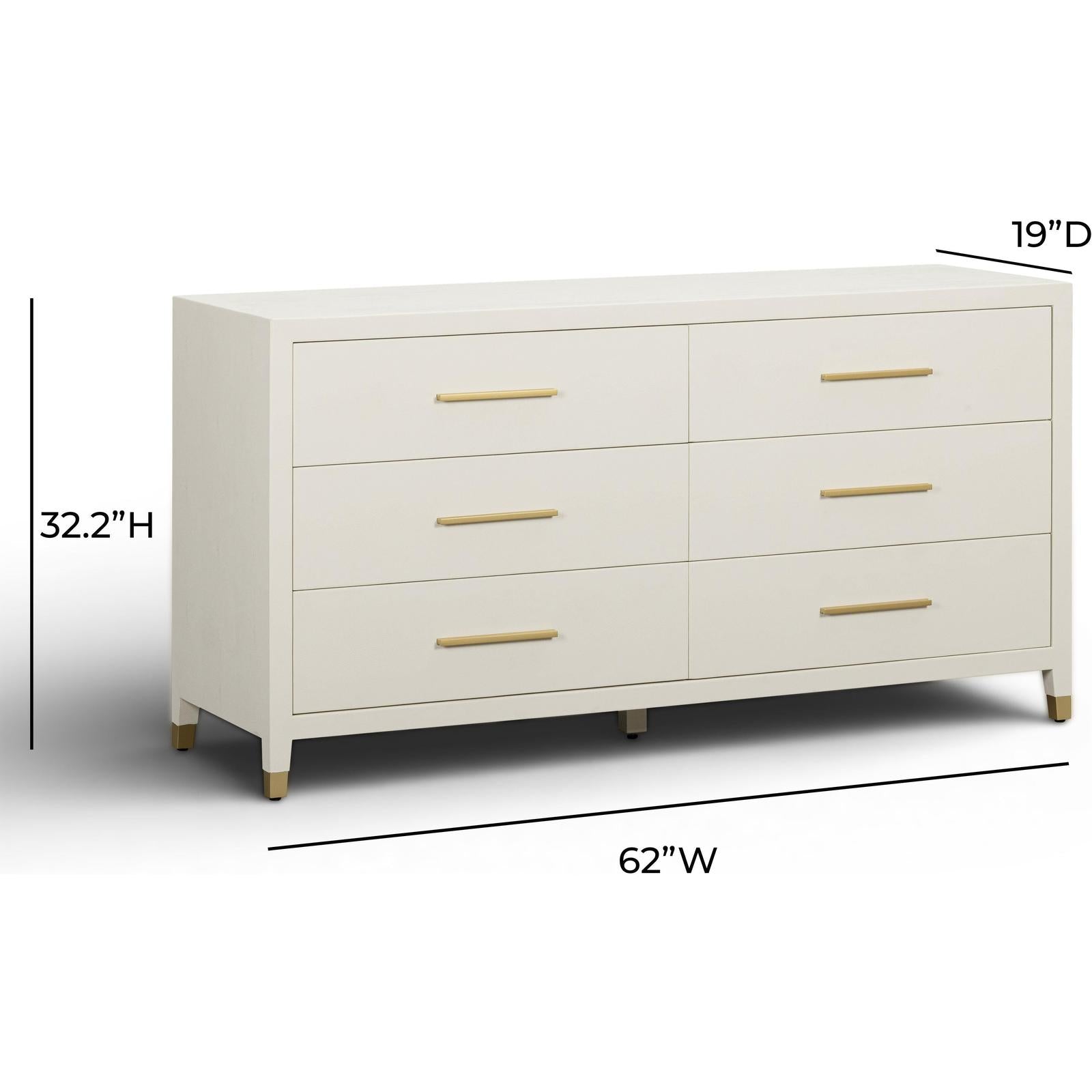 TOV Furniture Dani Cream Faux Shagreen Drawer Dresser