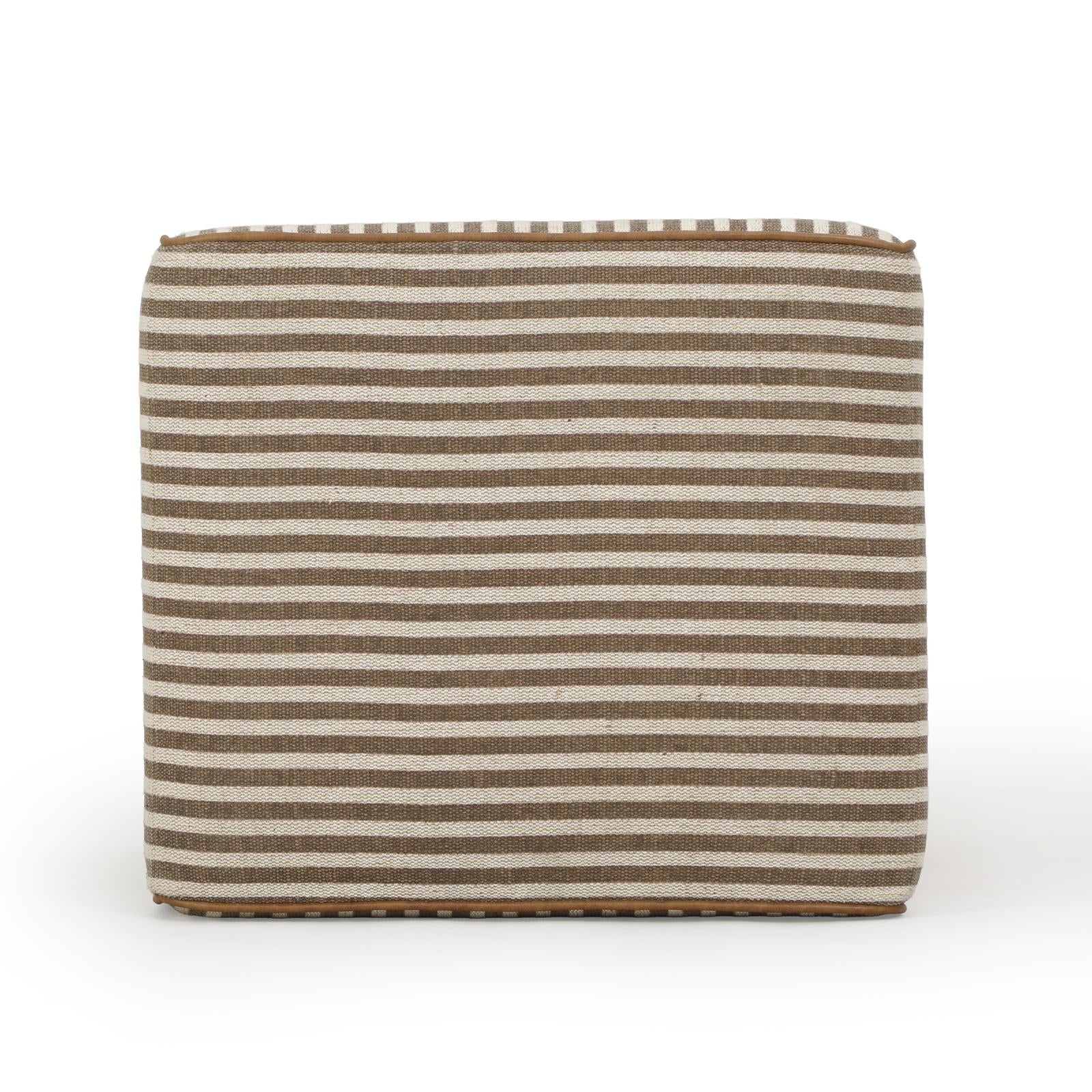 TOV Furniture Byron Square Cotton Jute Ottoman