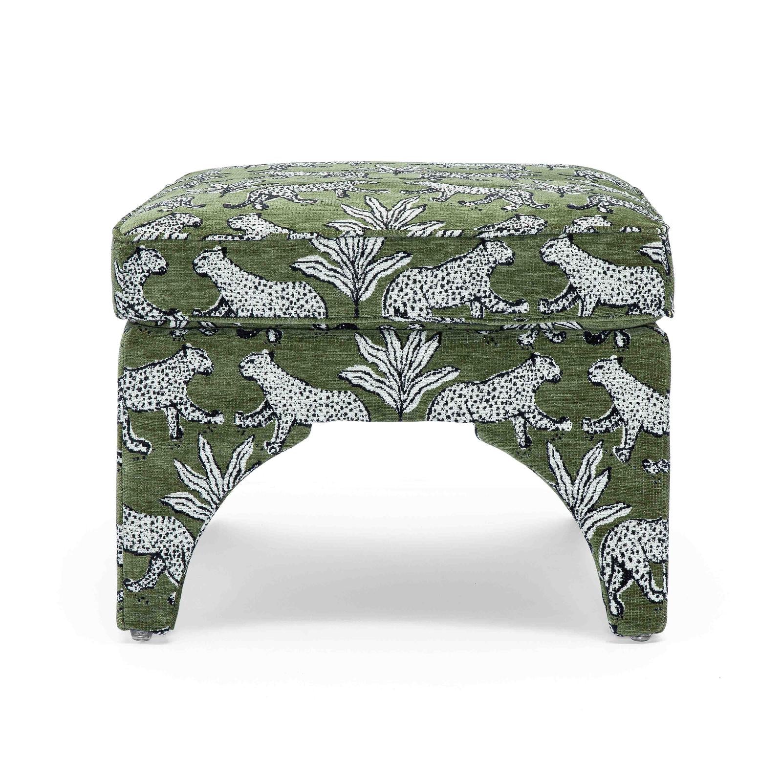 TOV Furniture Raji Leopard Performance Jacquard Ottoman