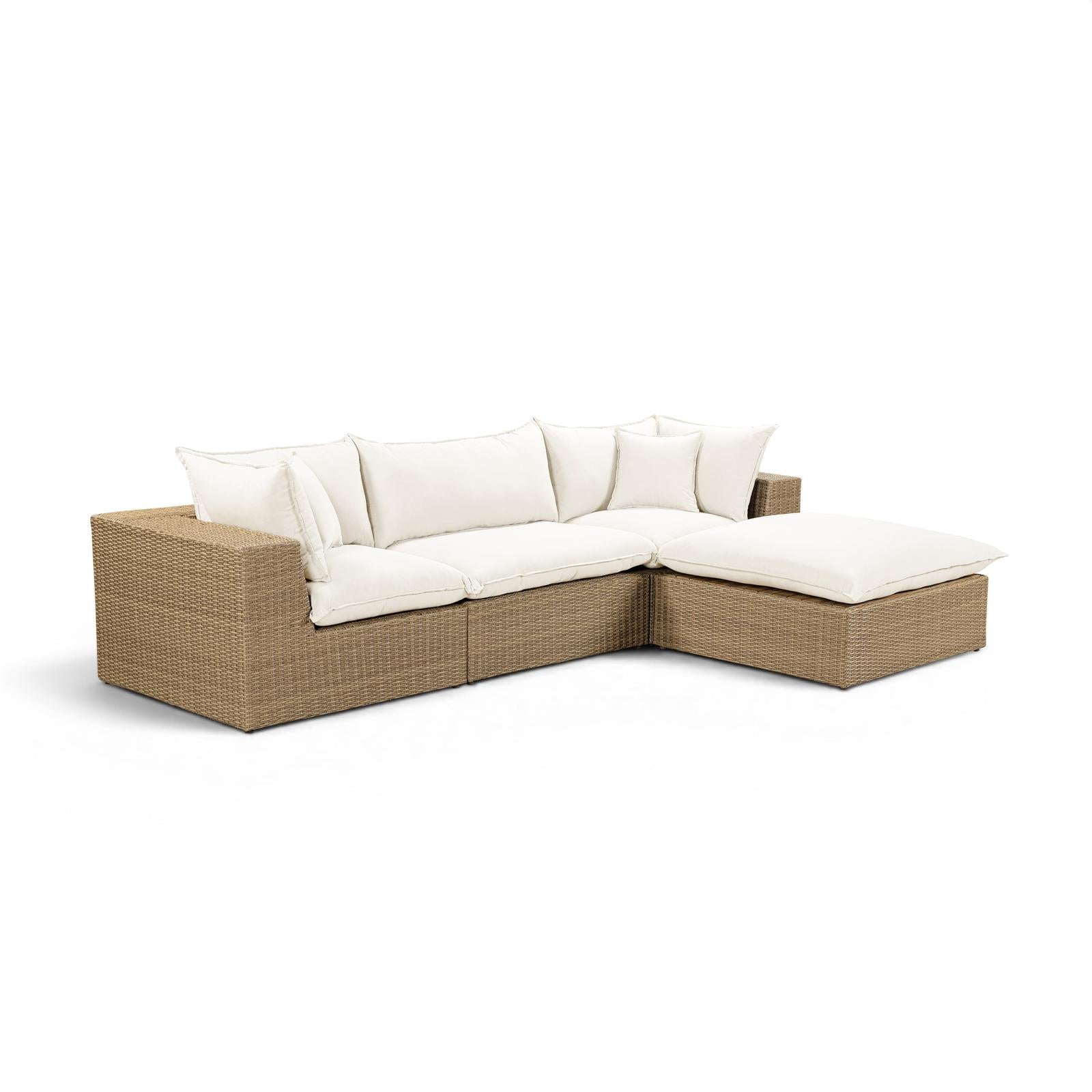 TOV Furniture Cali 4-Piece Performance Fabric & Wicker Outdoor Sectional