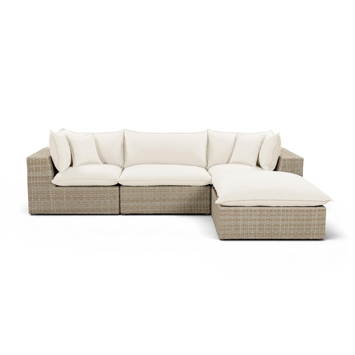 TOV Furniture Cali 4-Piece Performance Fabric & Wicker Outdoor Sectional