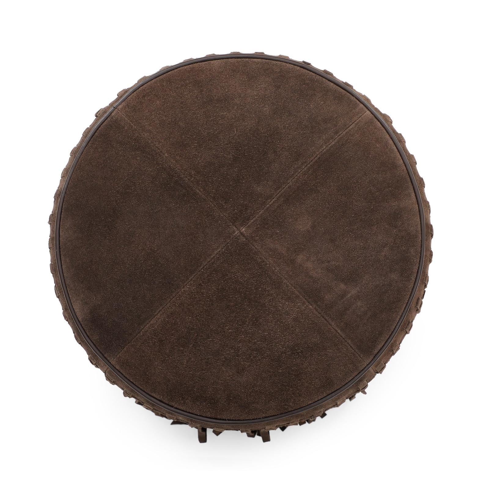 TOV Furniture Daphne Round Suede Fringe Ottoman