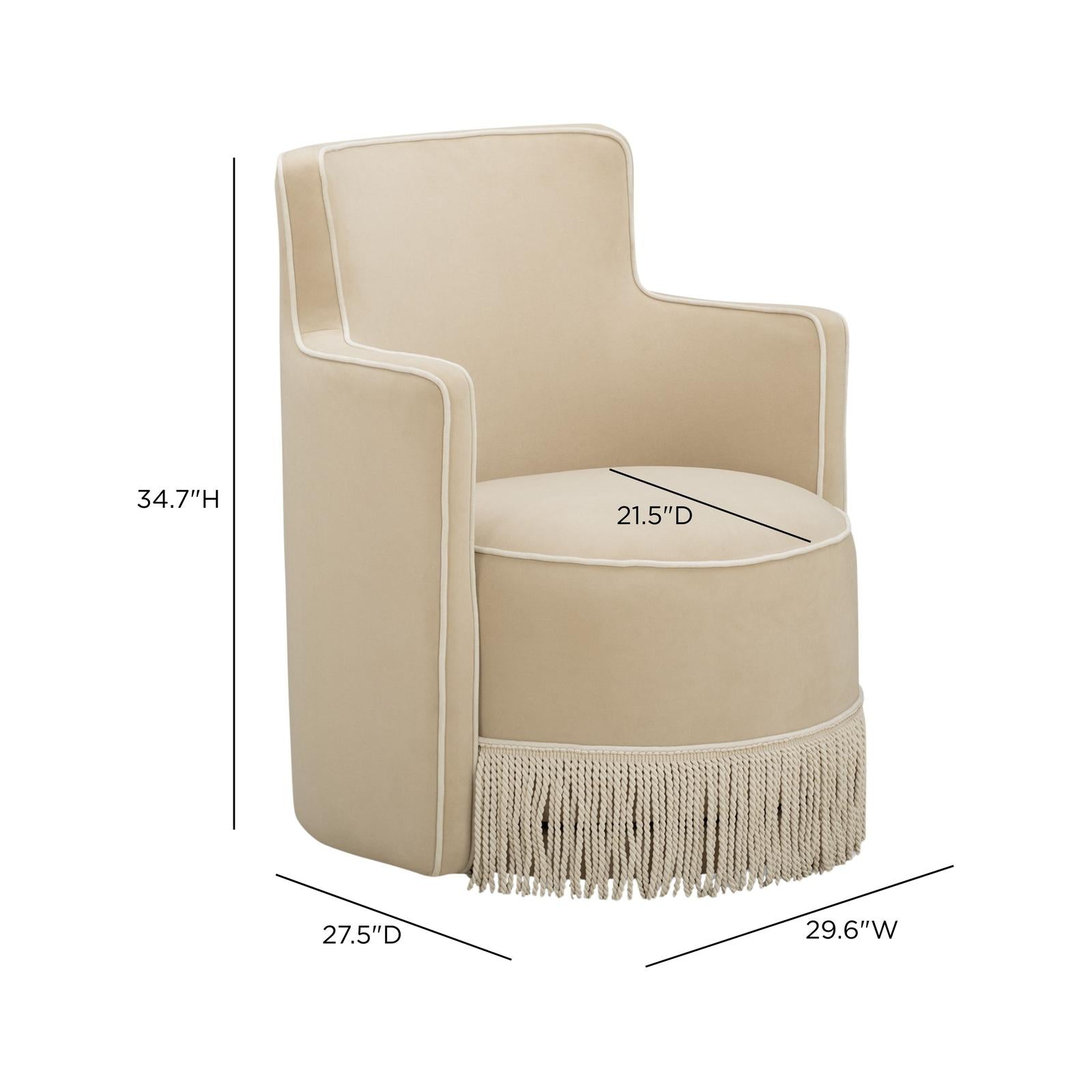 TOV Furniture Passe Tasseled Velvet Swivel Accent Chair