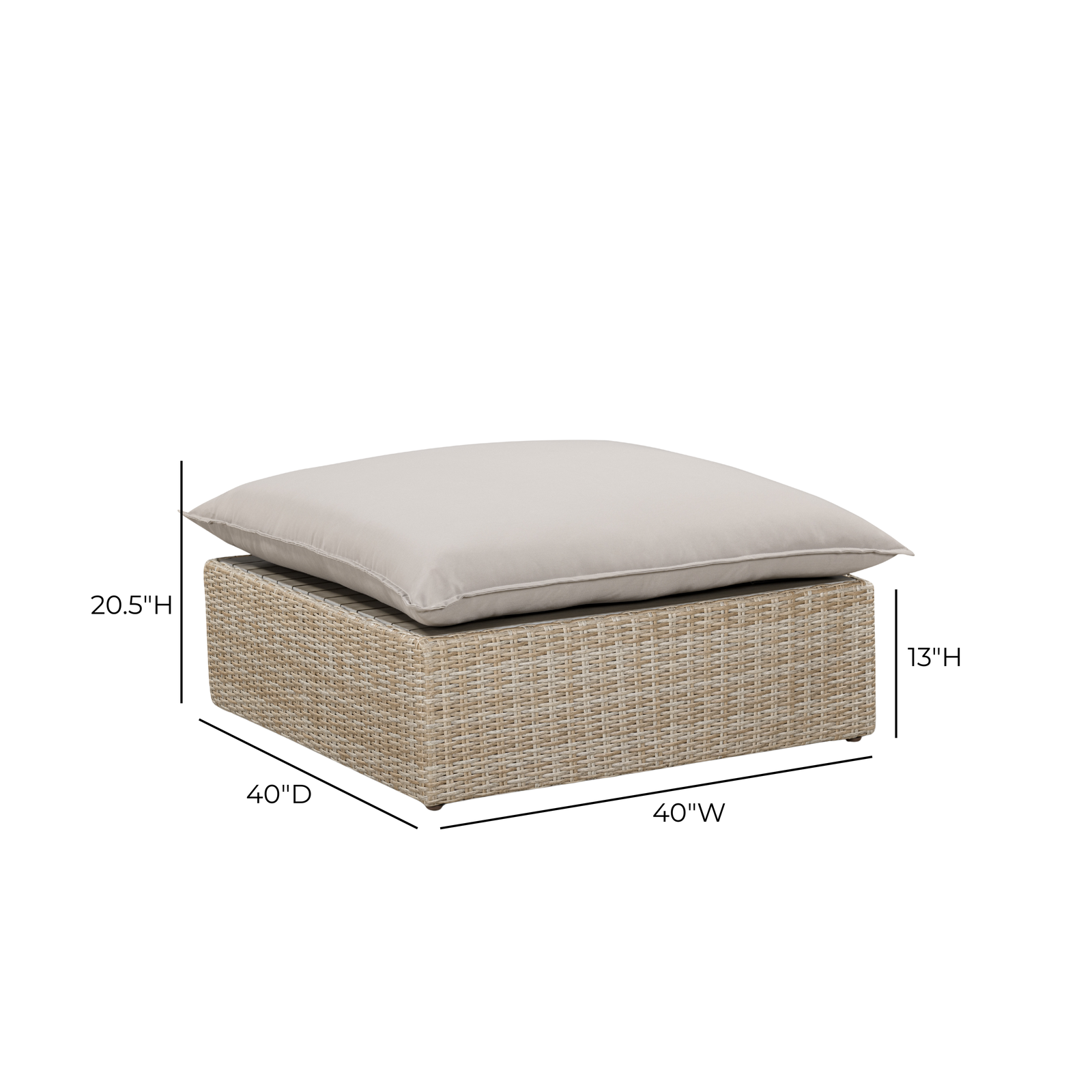 TOV Furniture Cali Performance Fabric & Wicker Outdoor Modular Components