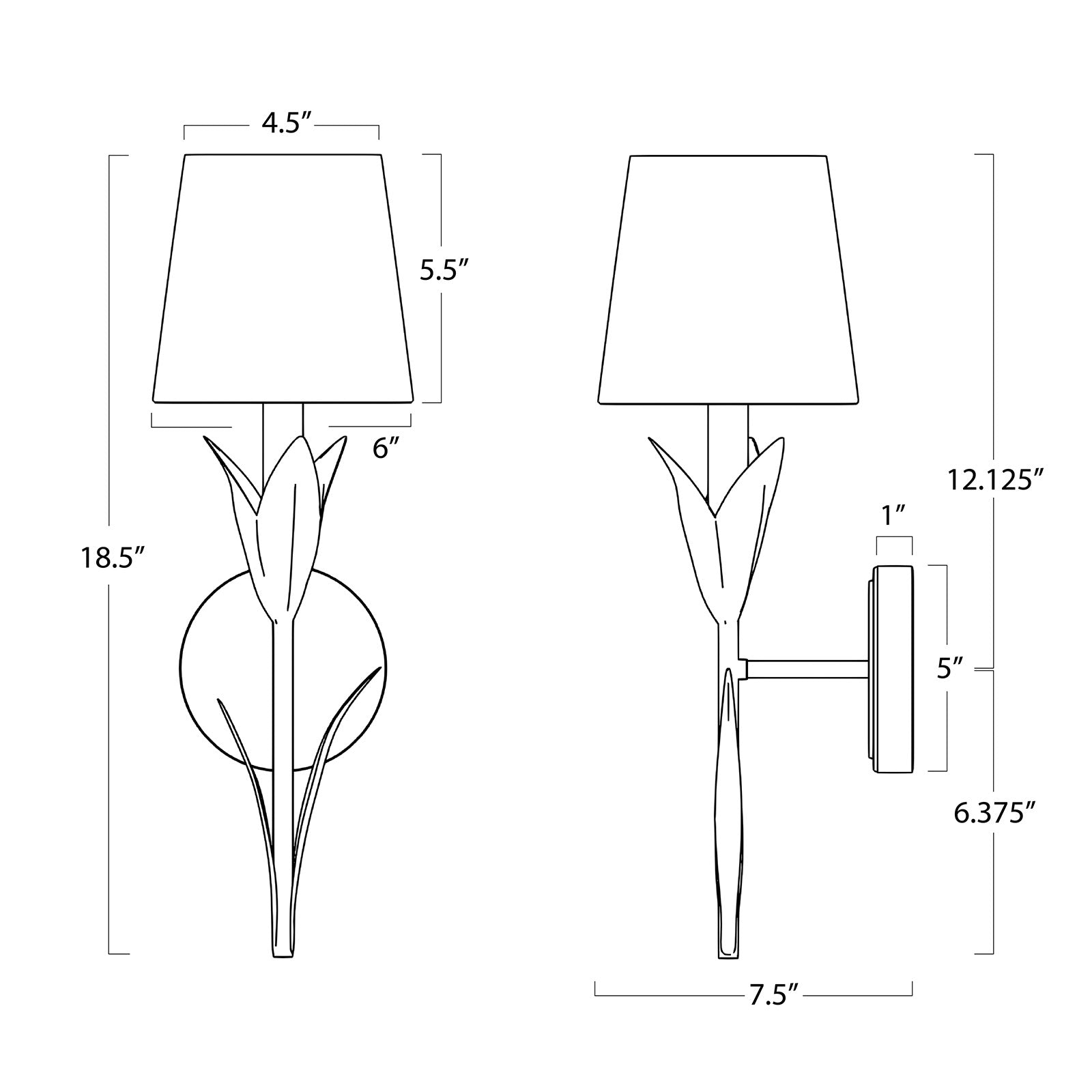 River Reed Antique Gold Leaf with Natural Linen Shade Sconce