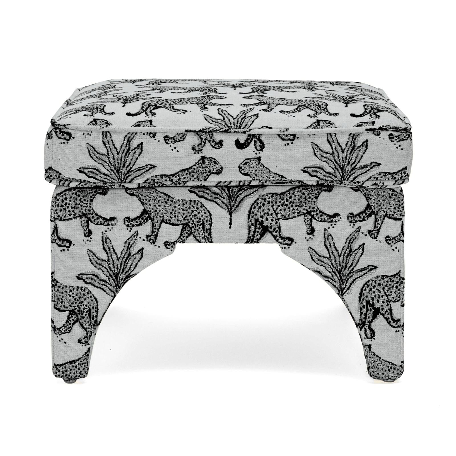 TOV Furniture Raji Leopard Performance Jacquard Ottoman