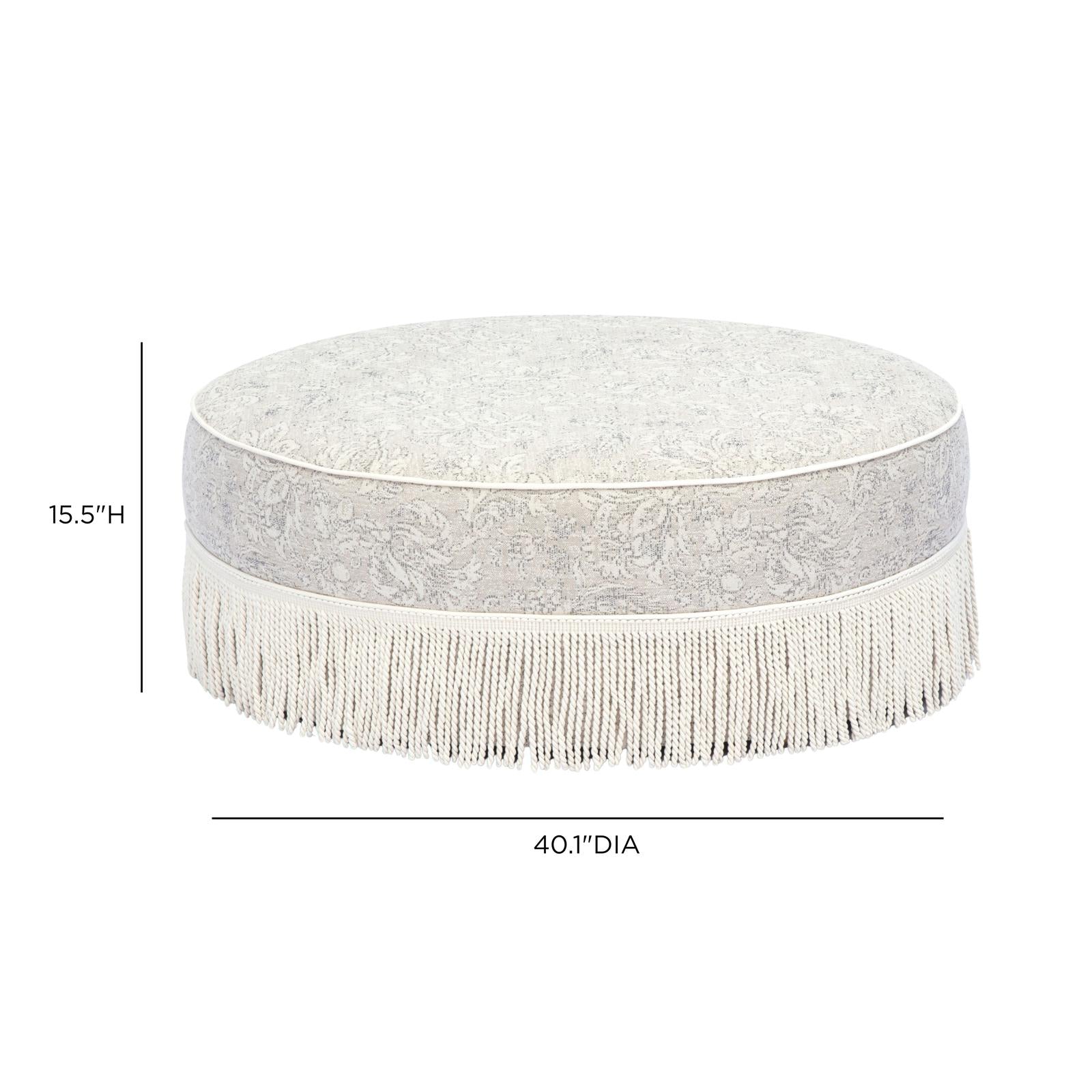 TOV Furniture Tassy Tasseled Round Ottoman