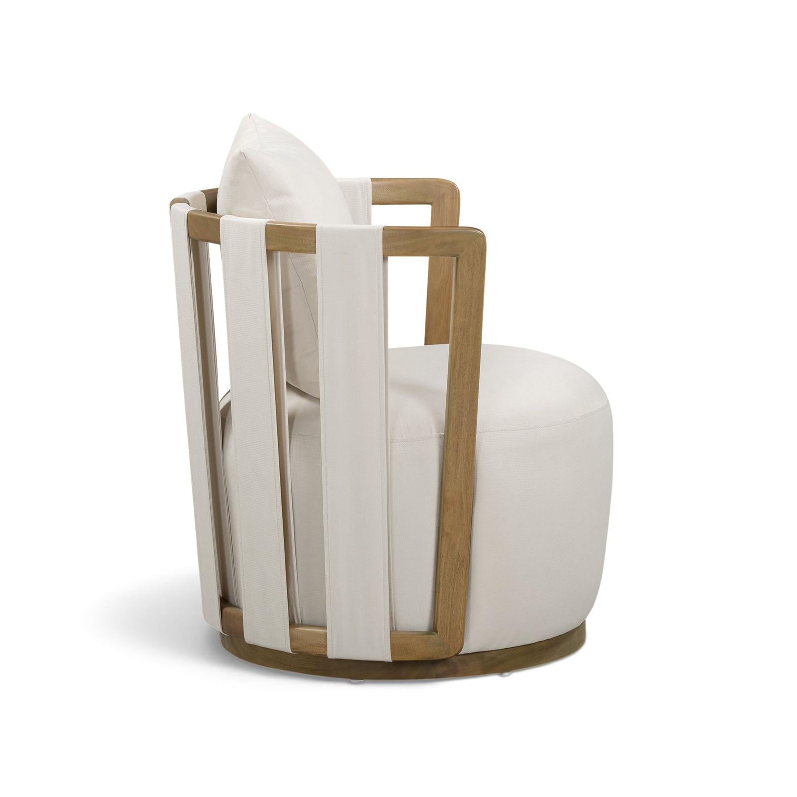 TOV Furniture Paolo Cream Upcycled Basketweave Fabric Outdoor Accent Chair