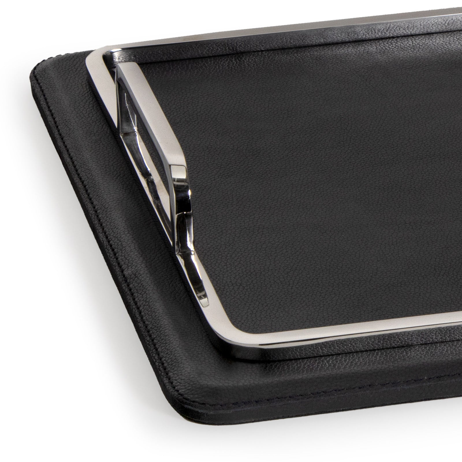 Greyson Leather Polished Nickel Rectangle Tray