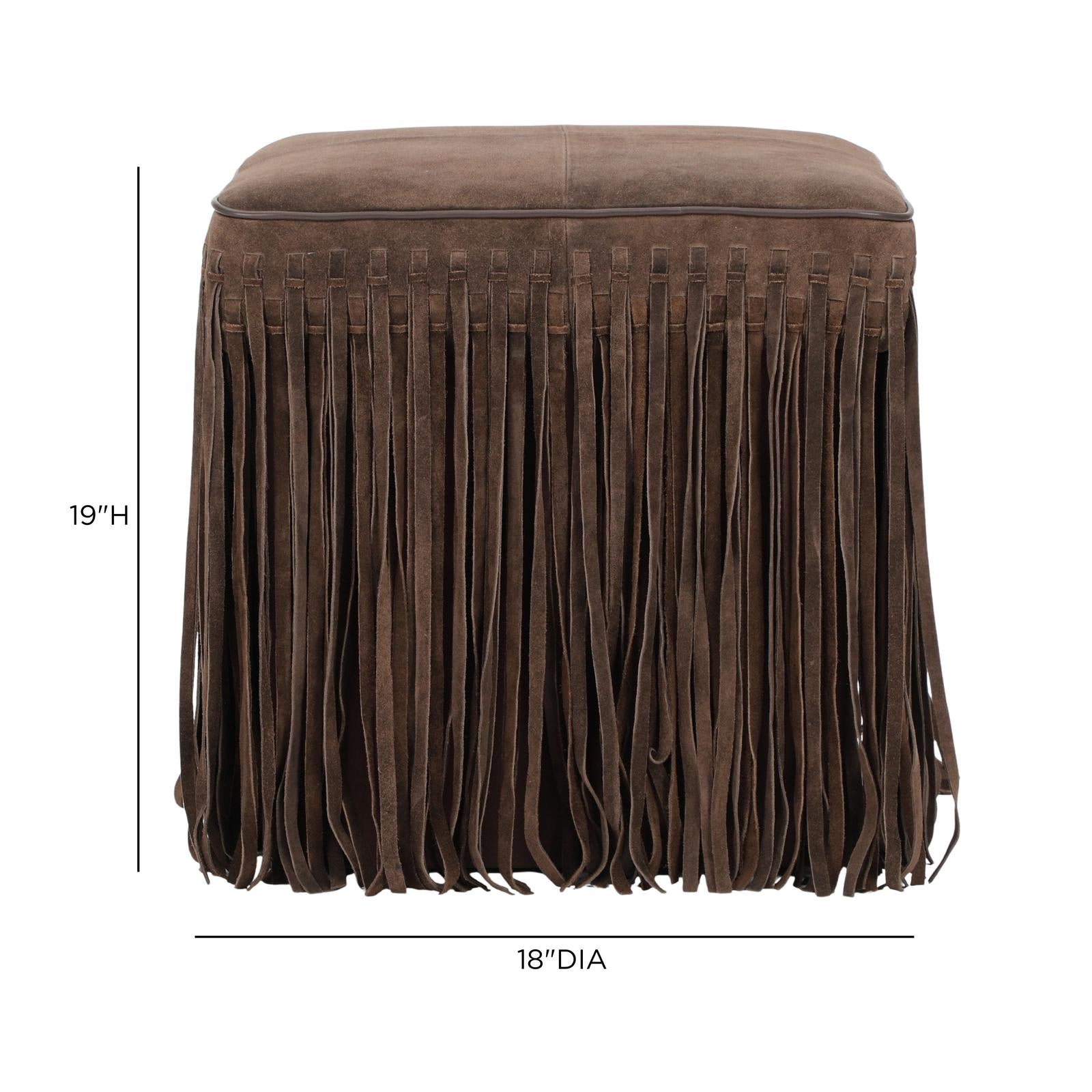 TOV Furniture Daphne Square Suede Fringe Ottoman