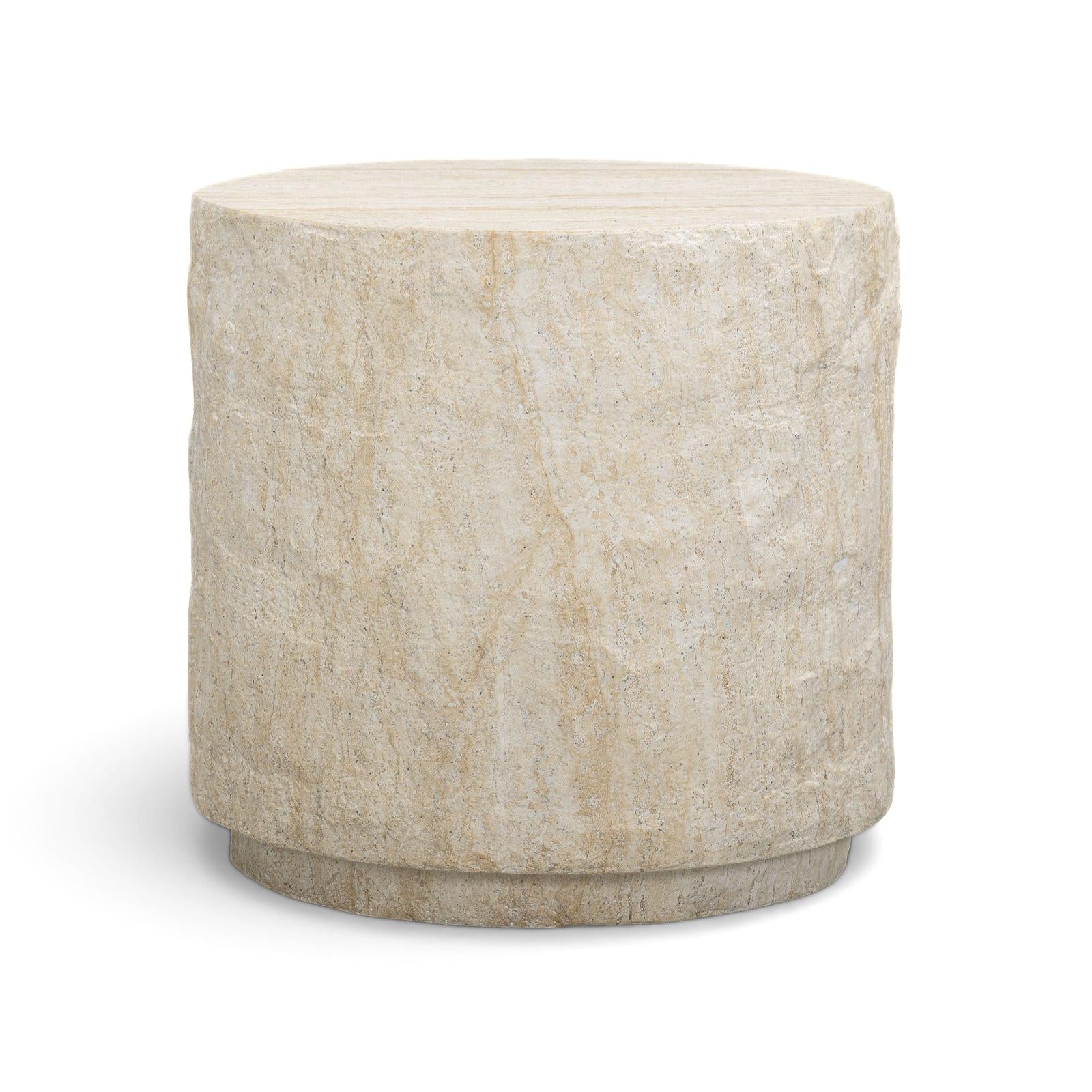 TOV Furniture Roxanne Faux Travertine Indoor/Outdoor Concrete Side Table