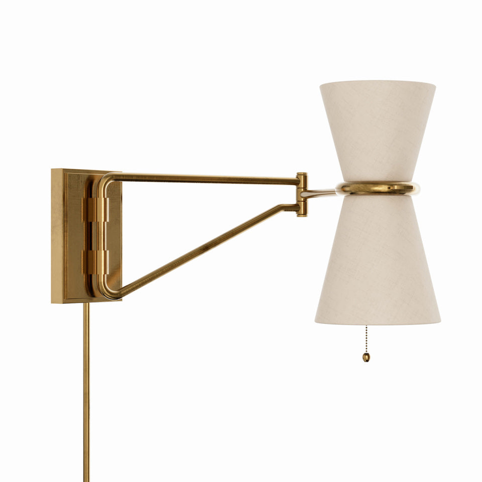 Gable Antique Natural Brass Swing Arm Sconce