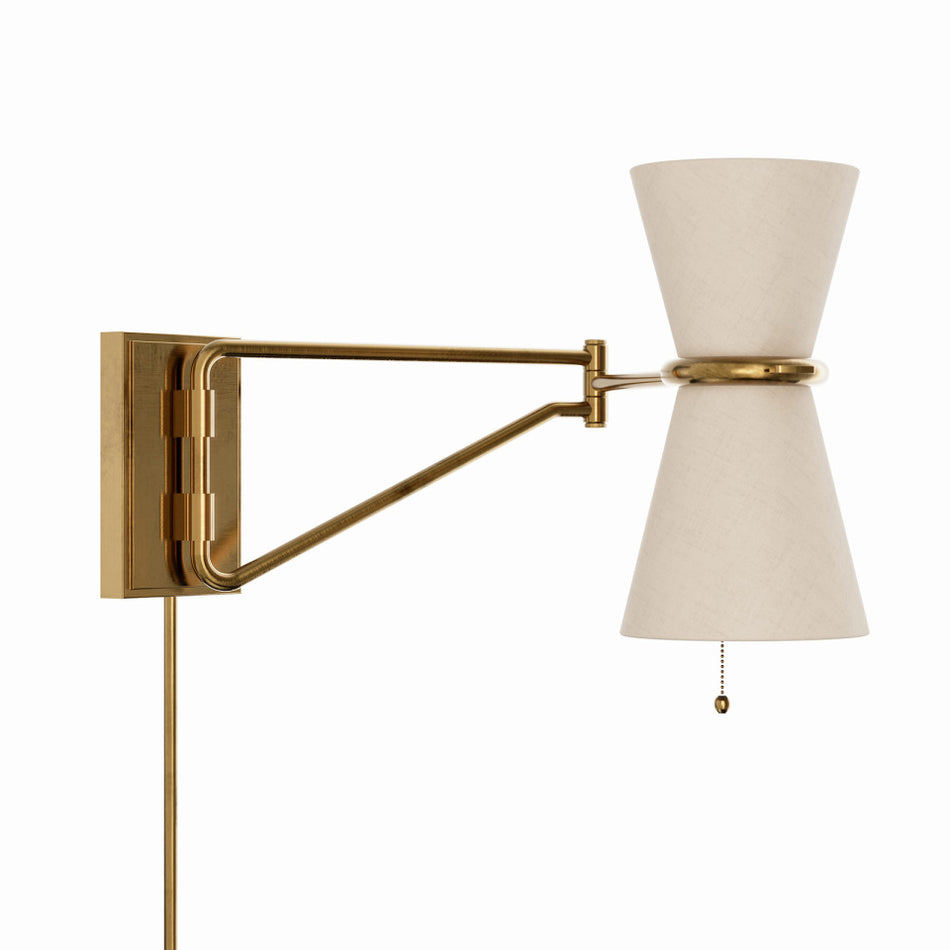 Gable Antique Natural Brass Swing Arm Sconce