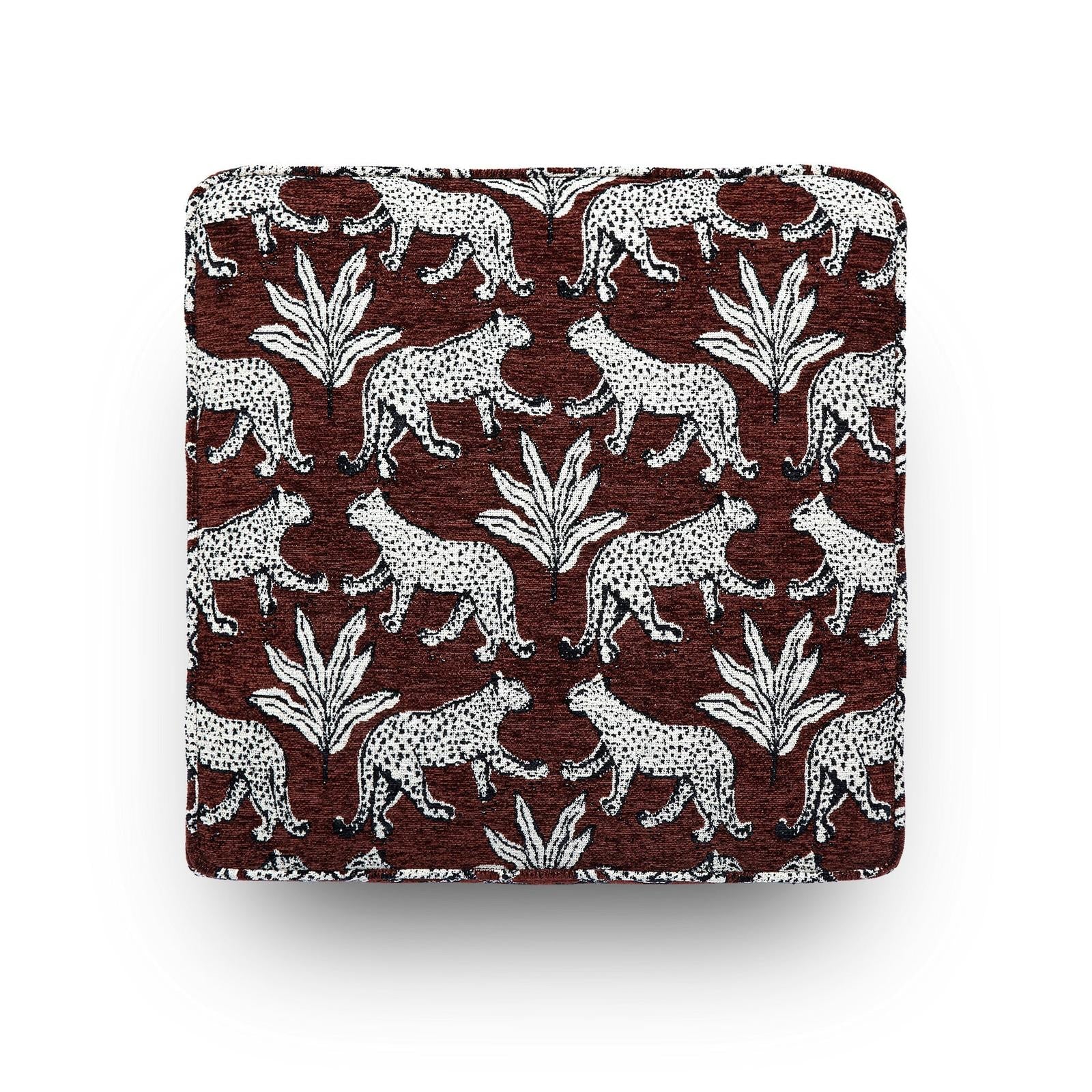 TOV Furniture Raji Leopard Performance Jacquard Ottoman