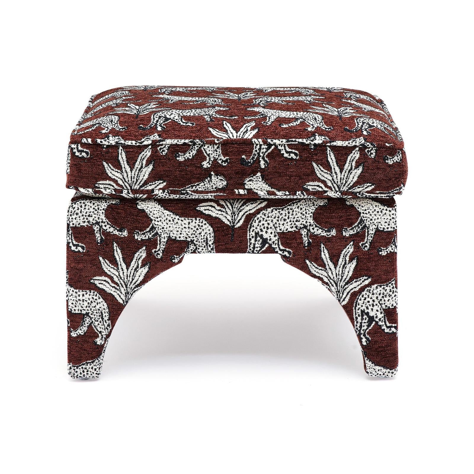 TOV Furniture Raji Leopard Performance Jacquard Ottoman