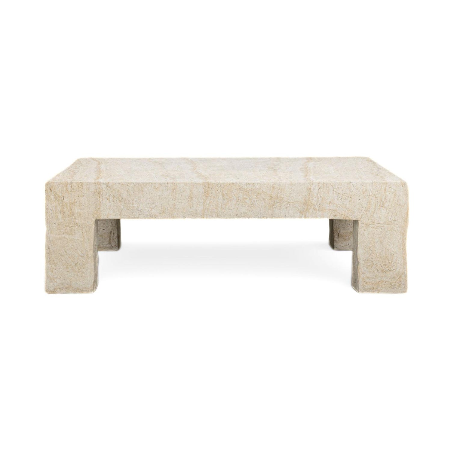 TOV Furniture Roxanne 46" Faux Travertine Indoor/Outdoor Concrete Coffee Table