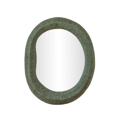TOV Furniture Orpheus 22"X28" Ribbed Forest Green Fiberglass Thick Wall Mirror