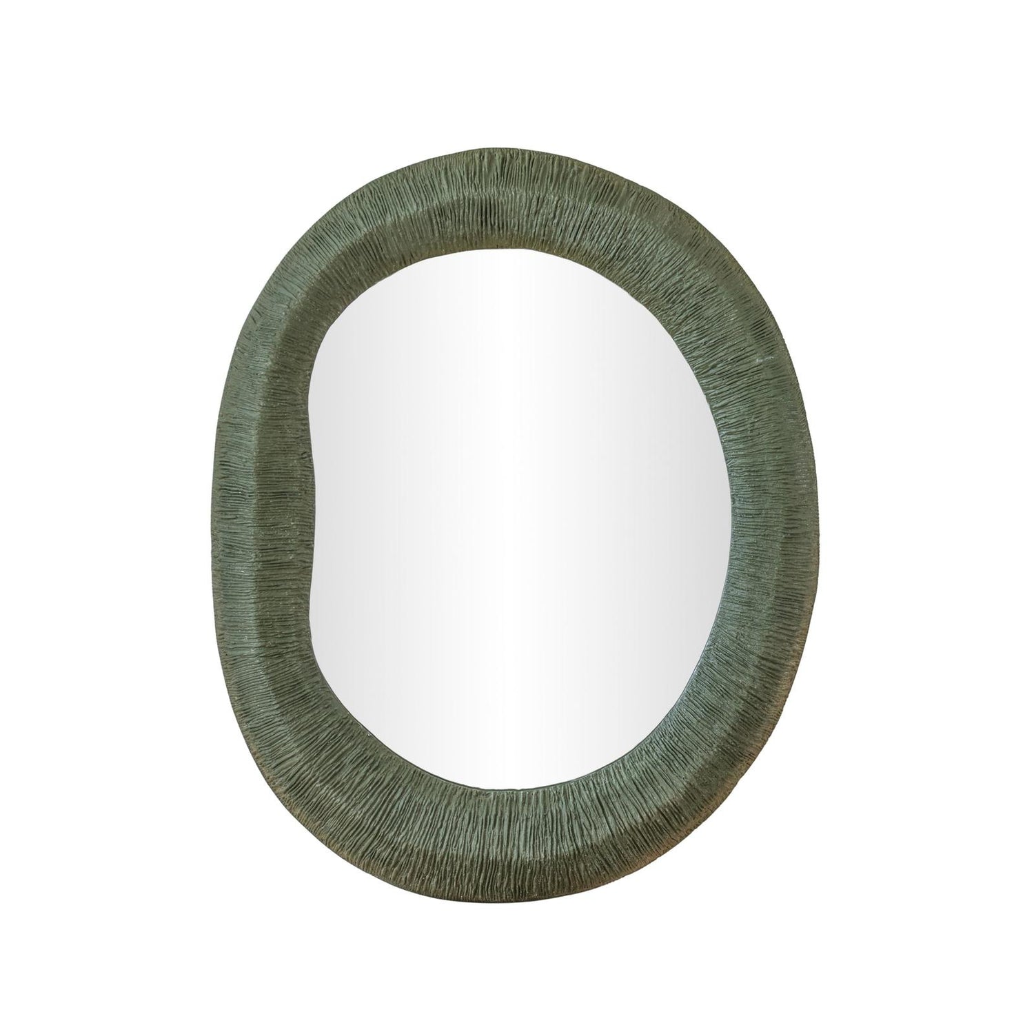 TOV Furniture Orpheus 22"X28" Ribbed Forest Green Fiberglass Thick Wall Mirror