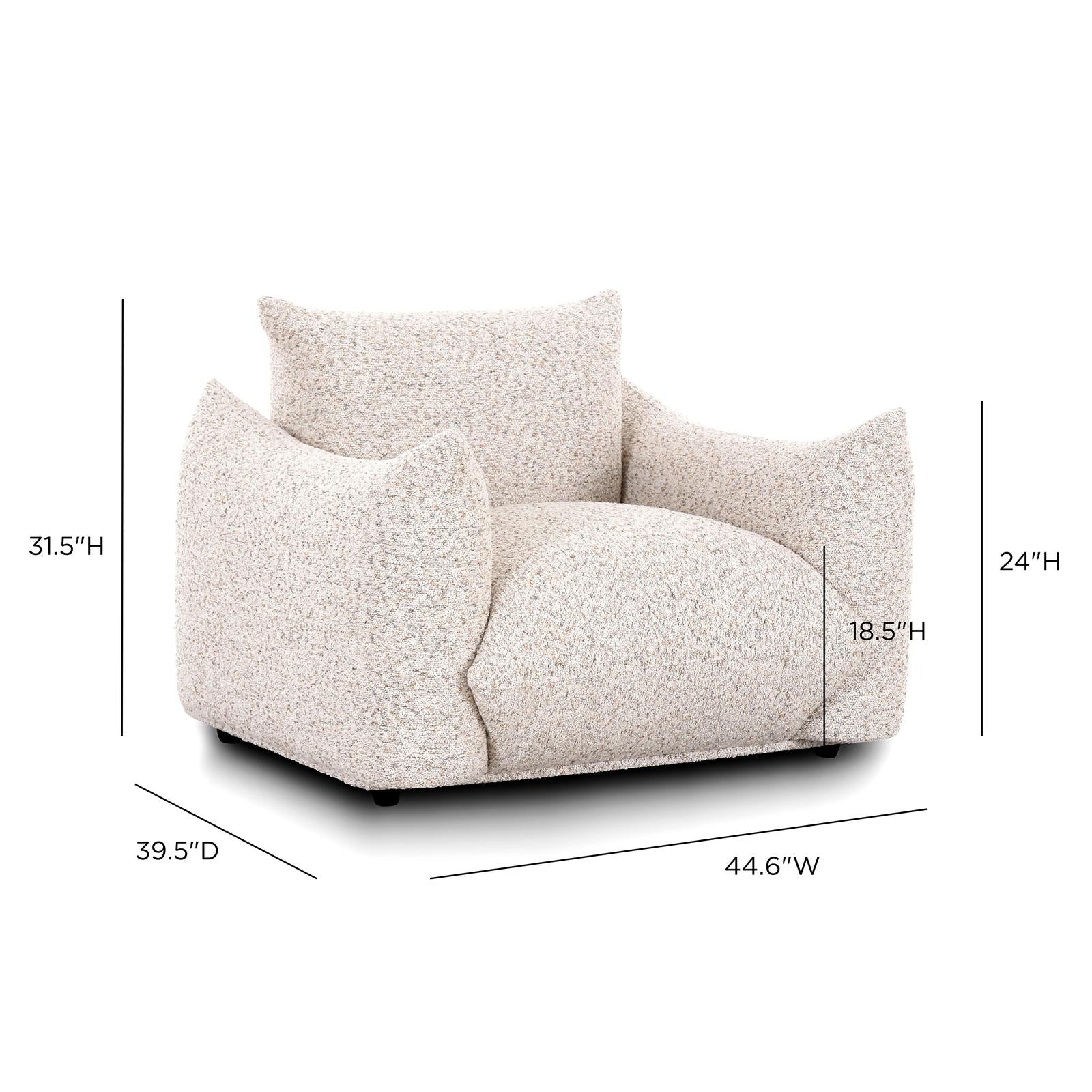 TOV Furniture Saint Tropez Nubby Fabric Armchair in Sand