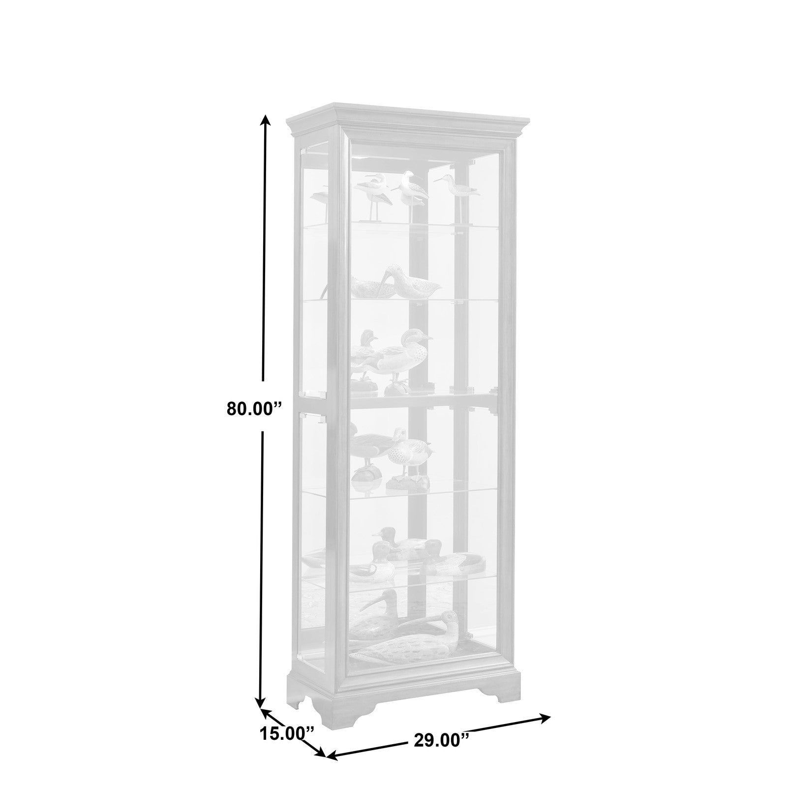Pulaski Furniture PFC Curios Mirrored 5 Shelf Gallery Curio Cabinet