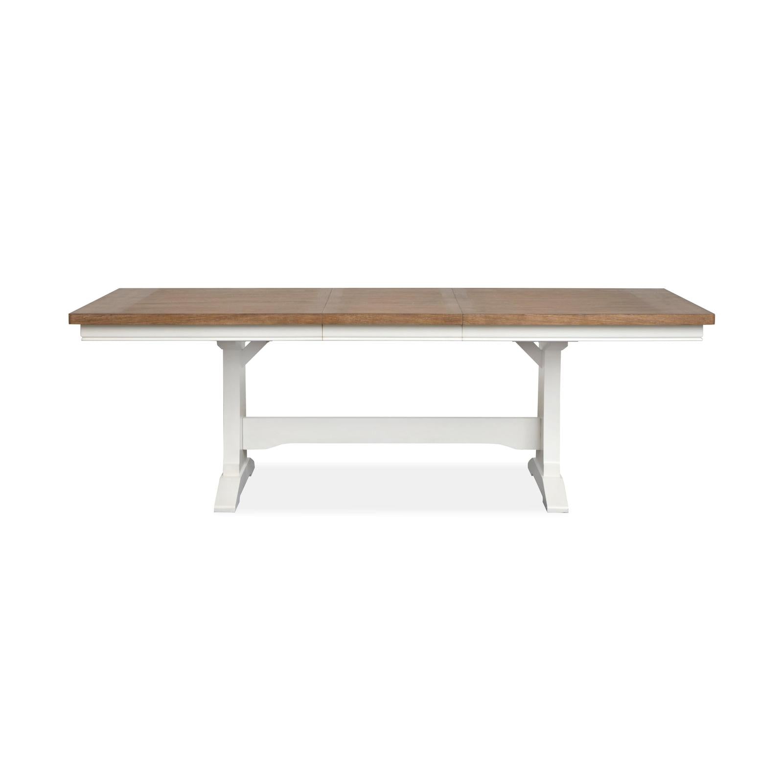 Magnussen Home Kingston Whisper White & Cerused Nutmeg Extendable Trestle Dining Table