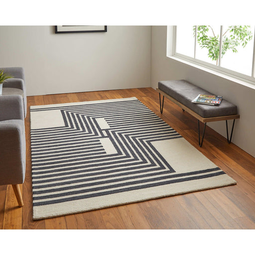 Feizy Maguire 8900F Transitional Abstract Rug in Gray/Ivory/Black