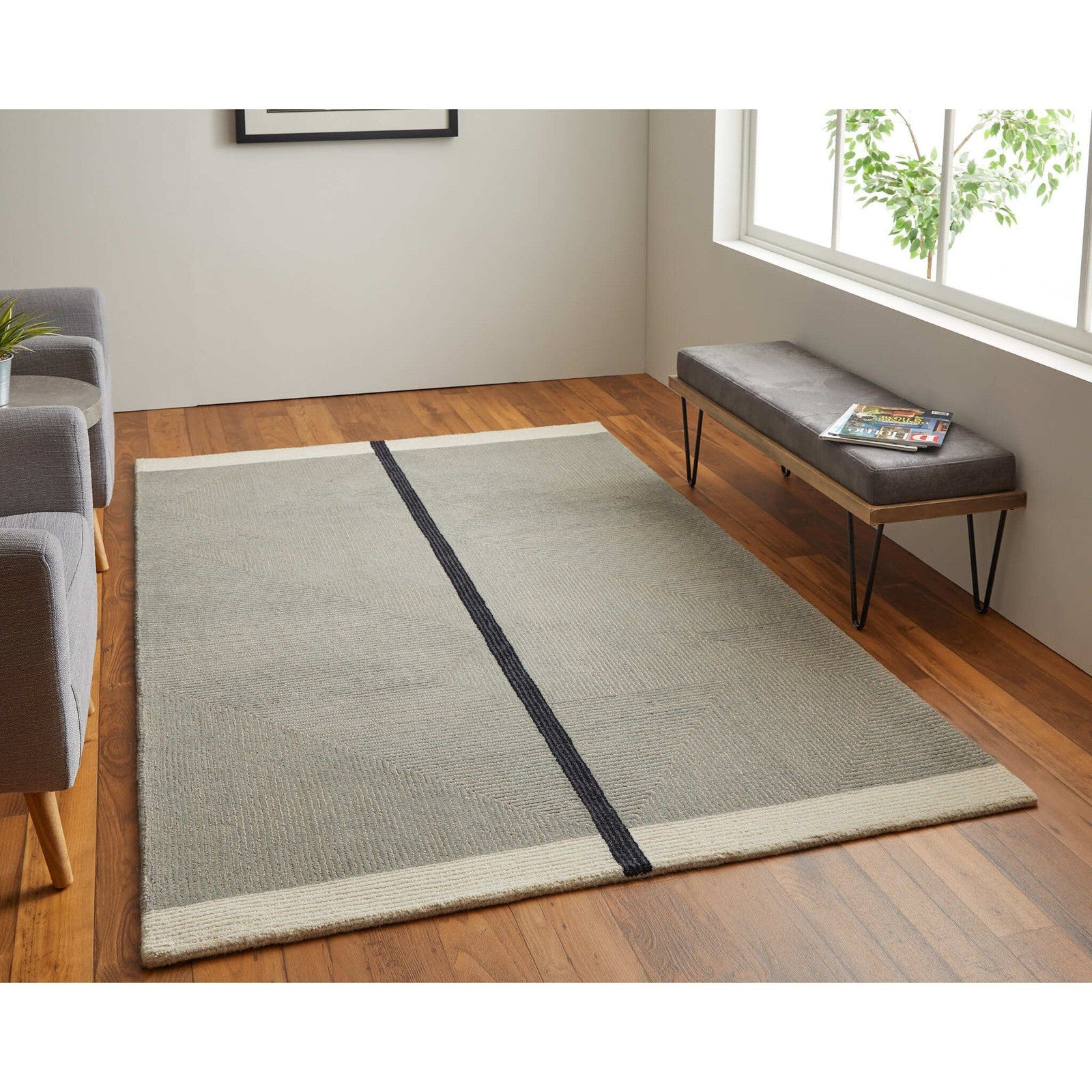 Feizy Maguire 8904F Transitional Abstract Rug in Taupe/Black