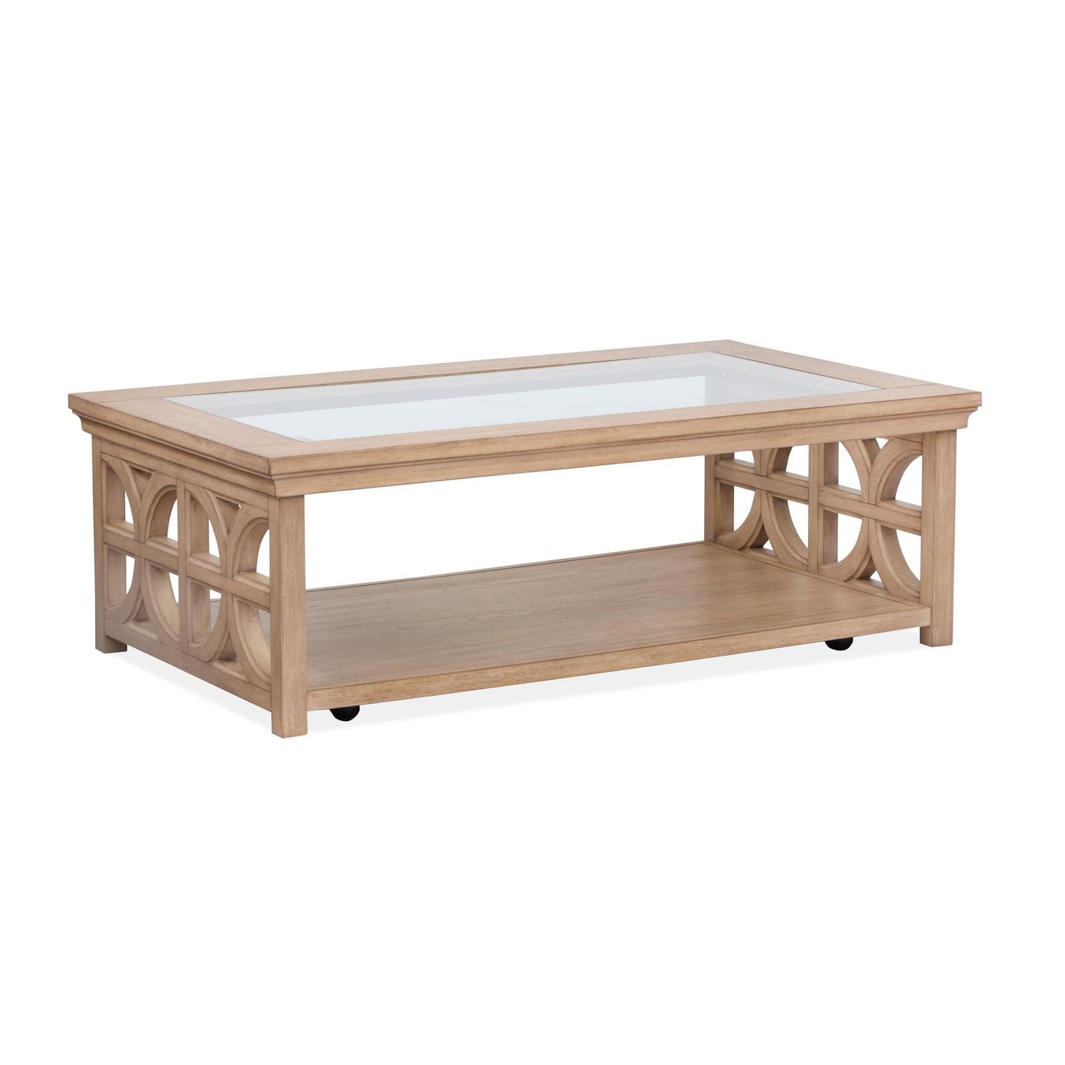 Magnussen Home Coventry Honey Wheat Rectangular Shelf Cocktail Table