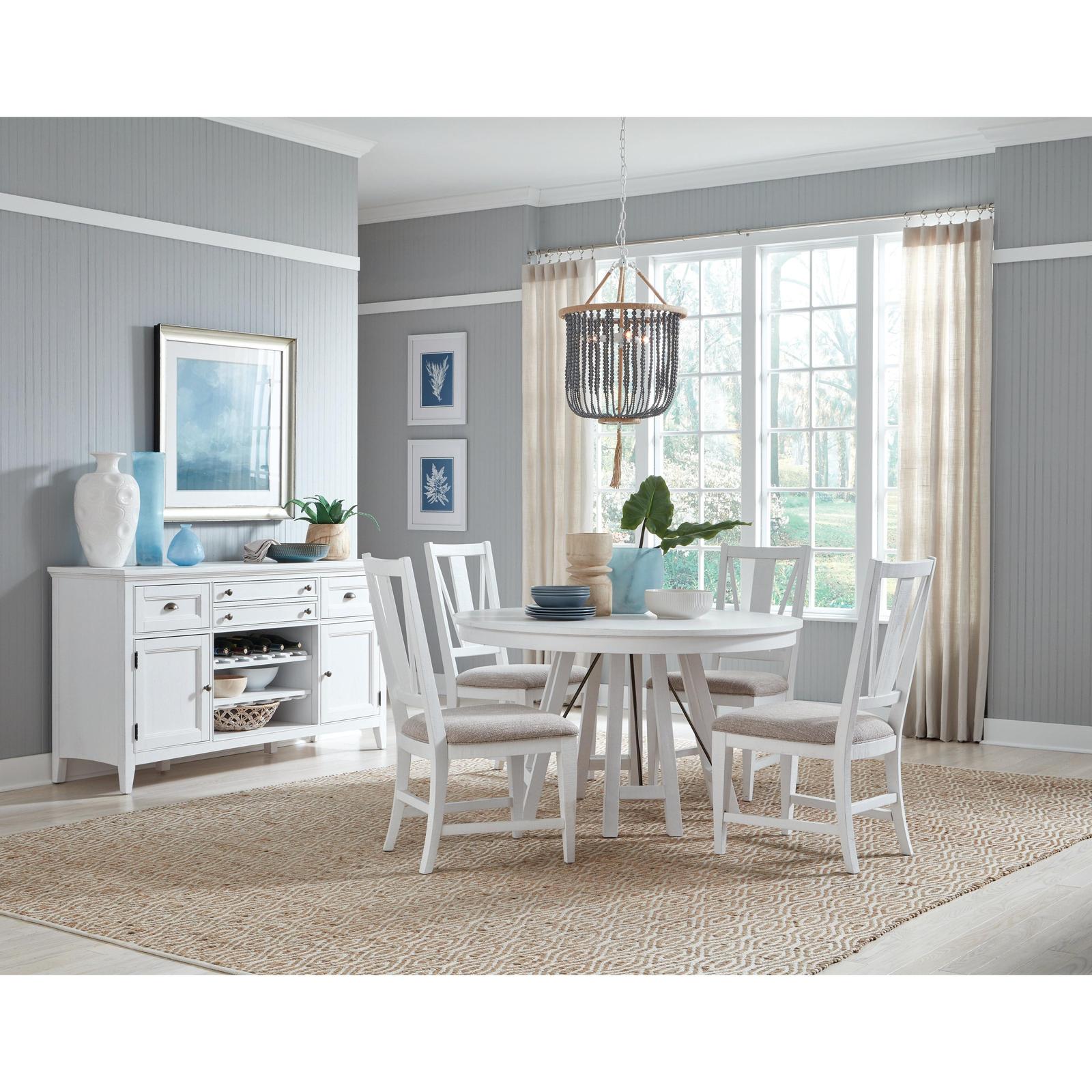 Magnussen Home Heron Cove Chalk White And Dovetail Grey Round Dining Table
