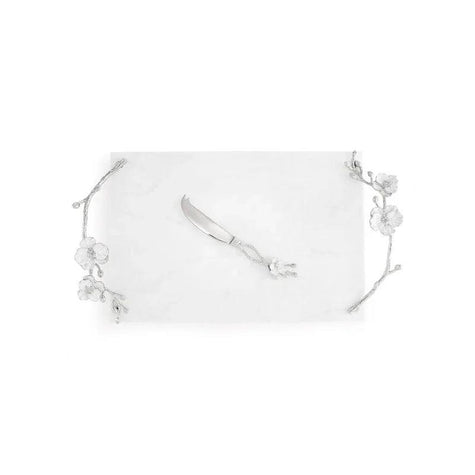 Michael Aram Silver Orchid Cheeseboard with Knife