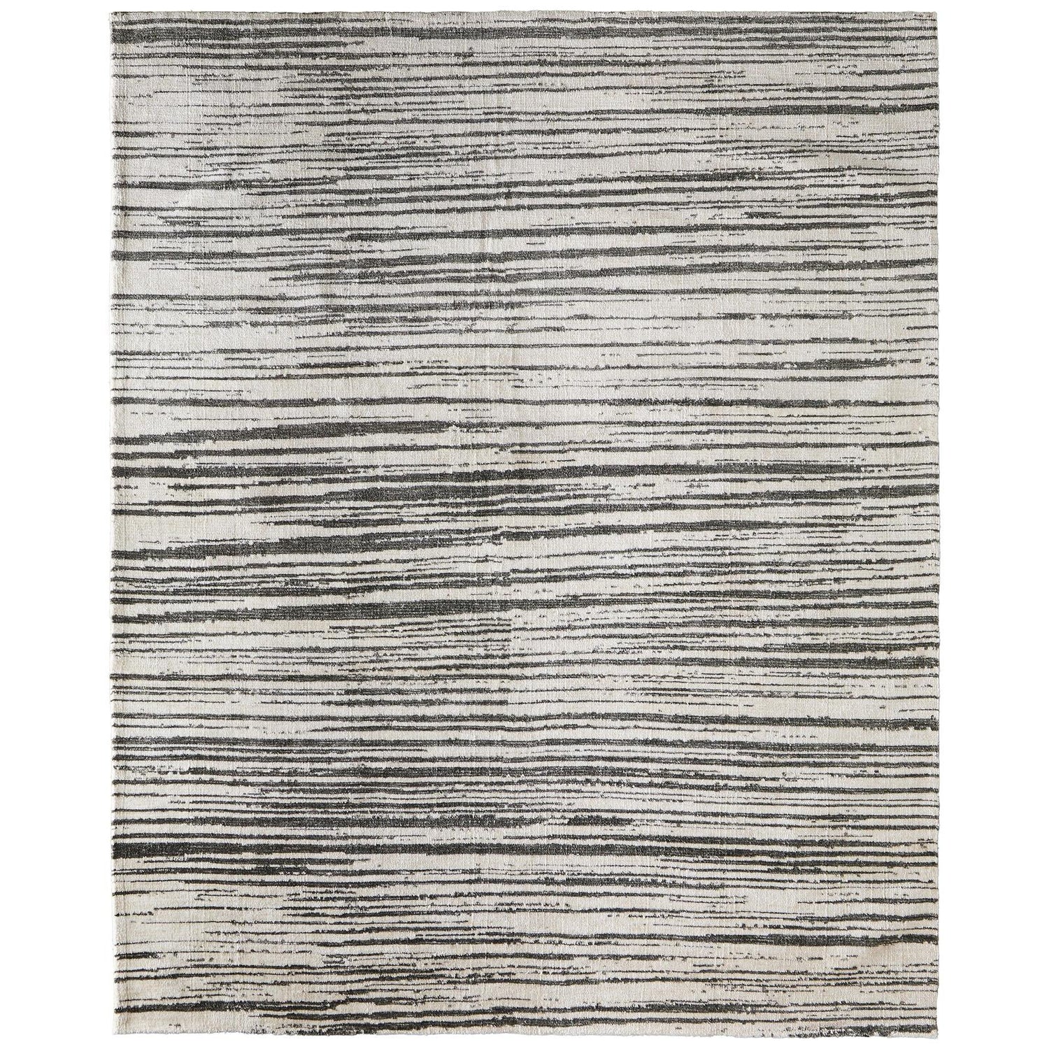 Feizy Colton 8A56F Modern Abstract Rug in Black/Ivory