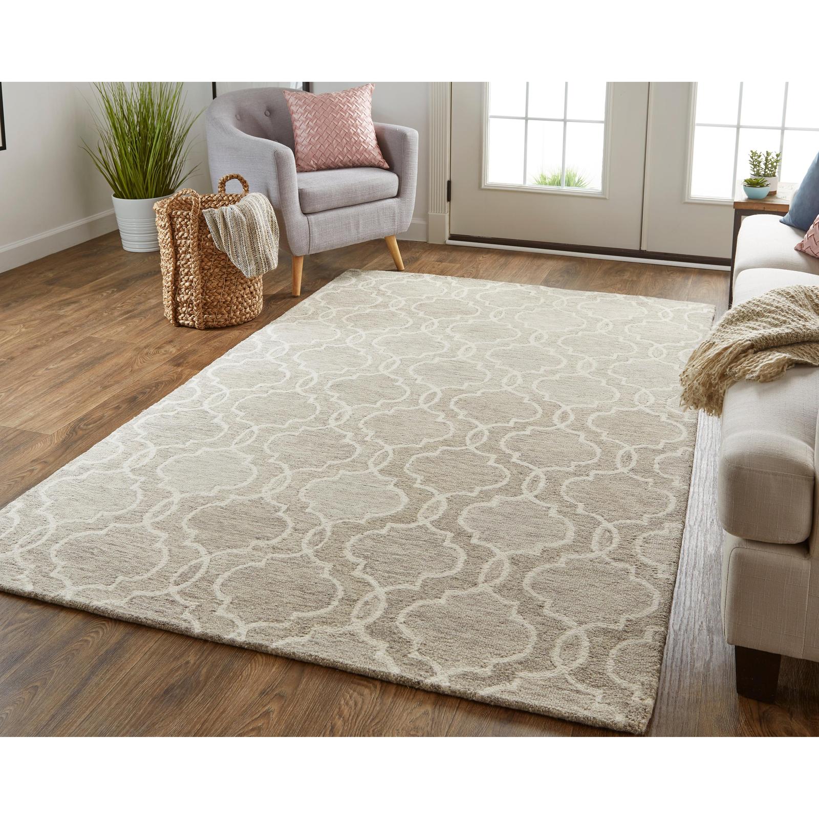Feizy Belfort 8775F Transitional Trellis & Lattice Rug in Gray/Ivory