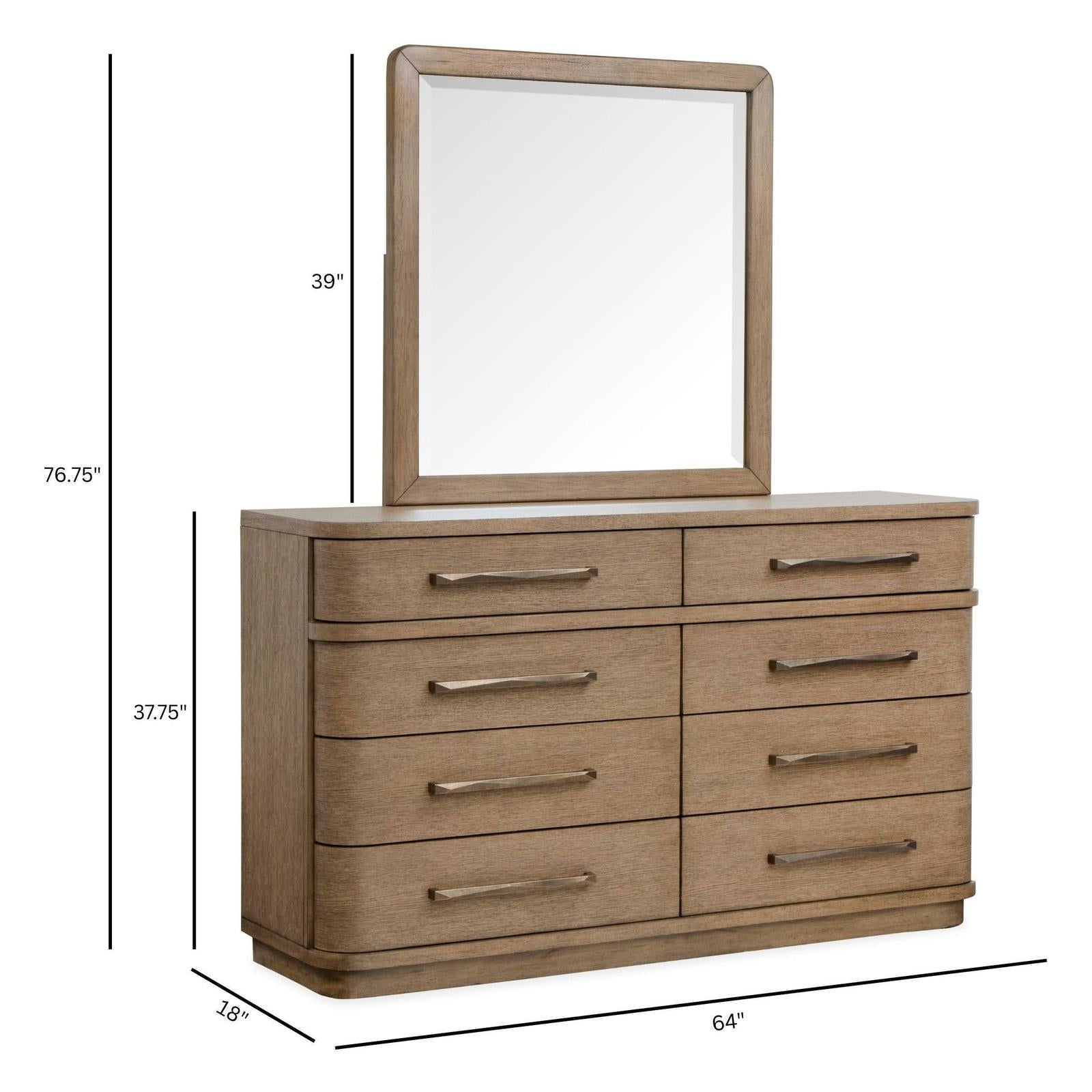 Magnussen Home Thorne Amber Brown Double Drawer Dresser With Portrait Mirror
