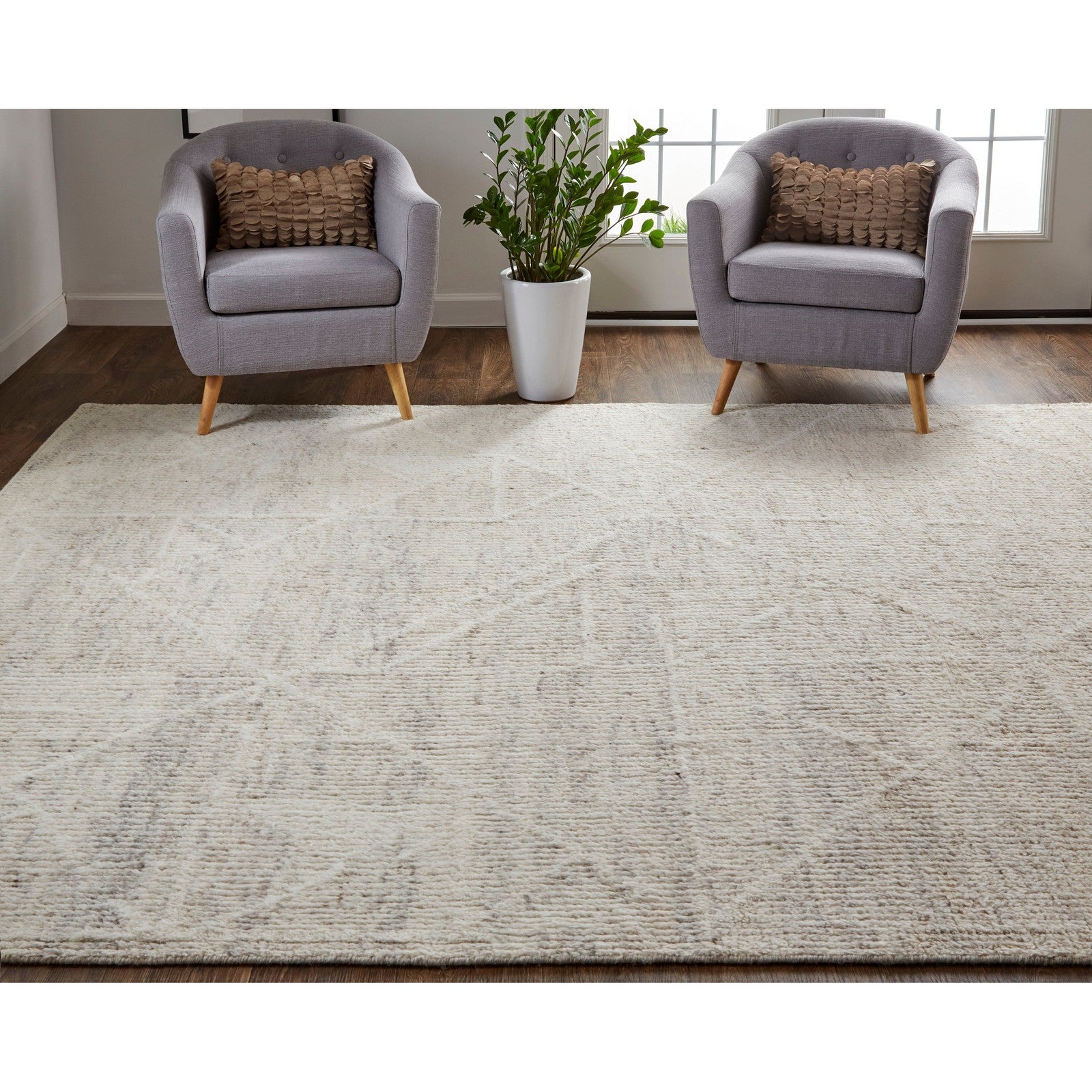 Feizy Alford 6921F Modern Solid in Ivory/Tan