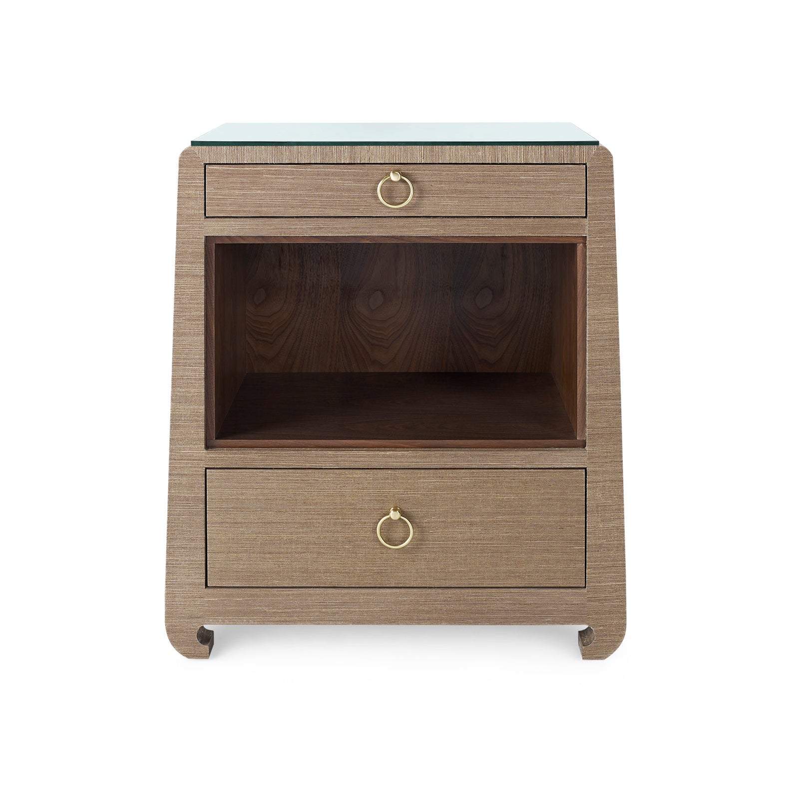 Villa & House Ming 2-Drawer Side Table with Glass Top