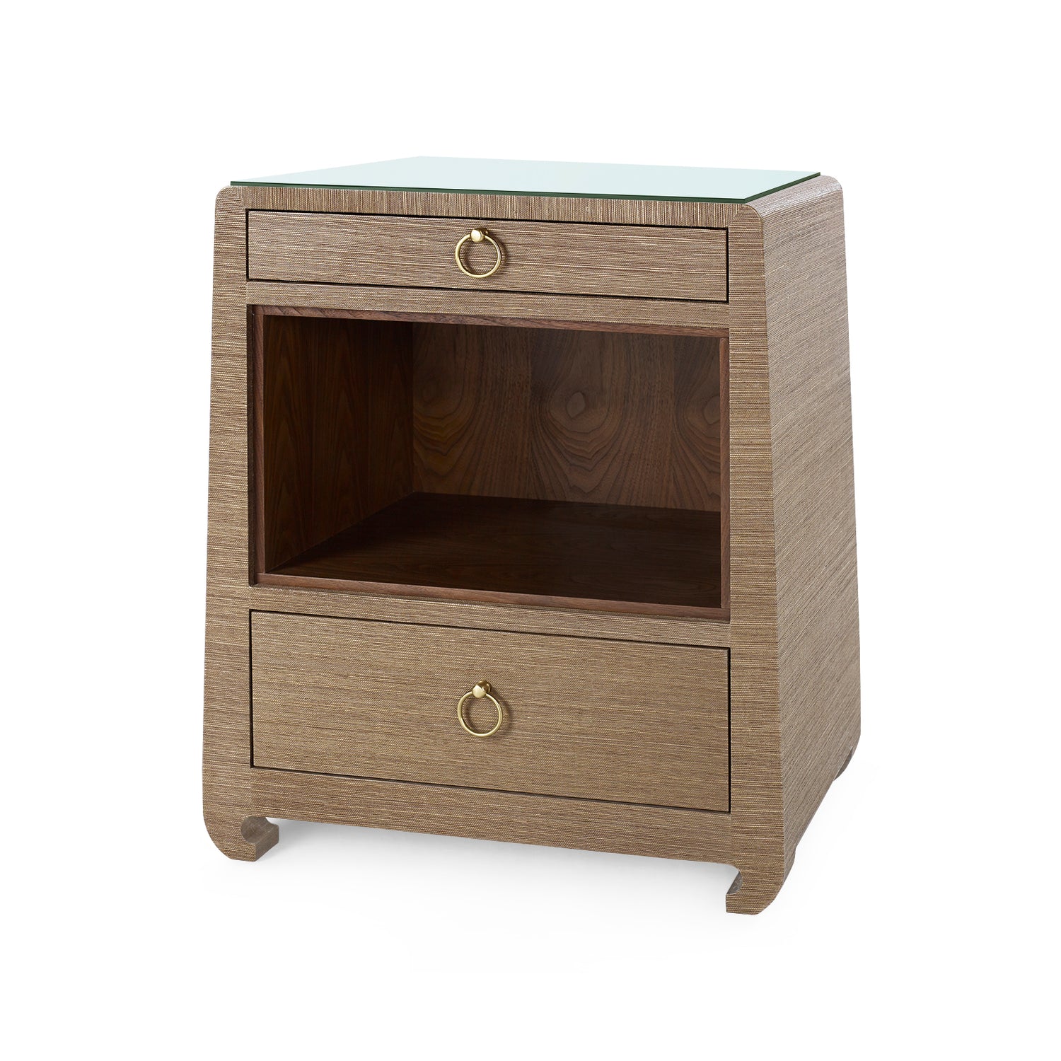 Villa & House Ming 2-Drawer Side Table with Glass Top