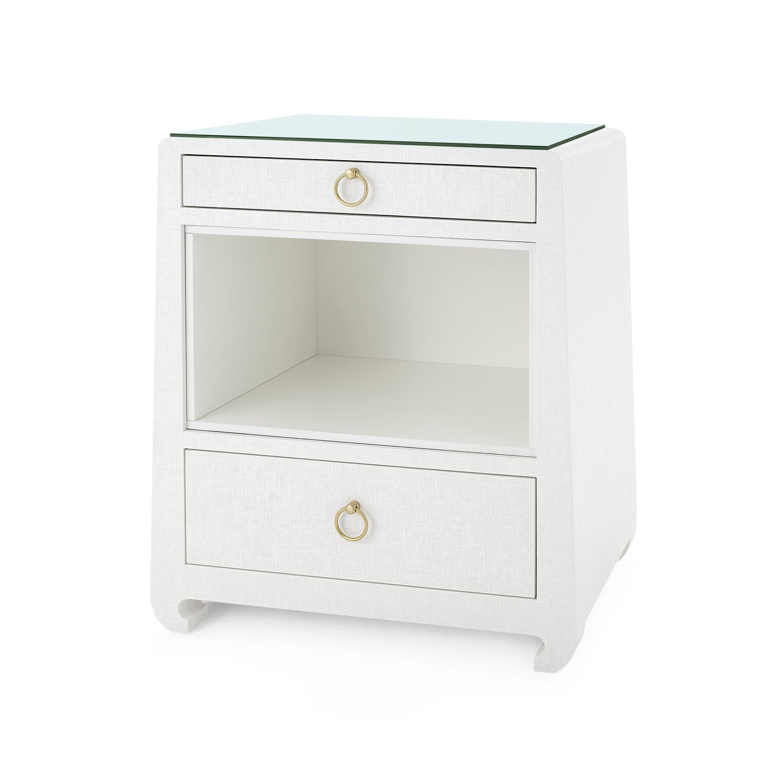Villa & House Ming 2-Drawer Side Table with Glass Top