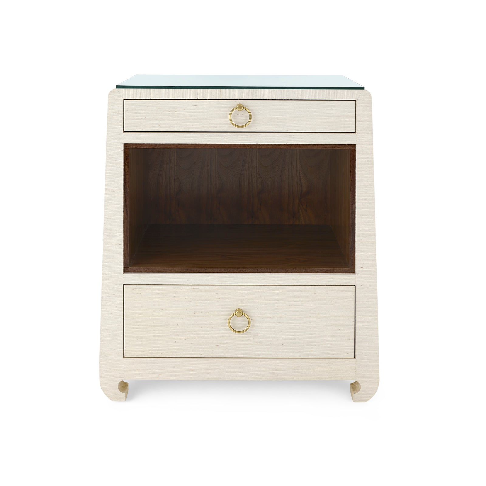 Villa & House Ming 2-Drawer Side Table with Glass Top