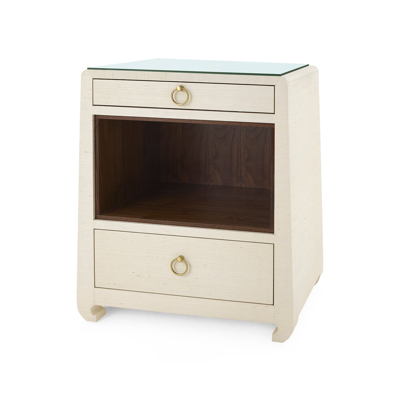 Villa & House Ming 2-Drawer Side Table with Glass Top