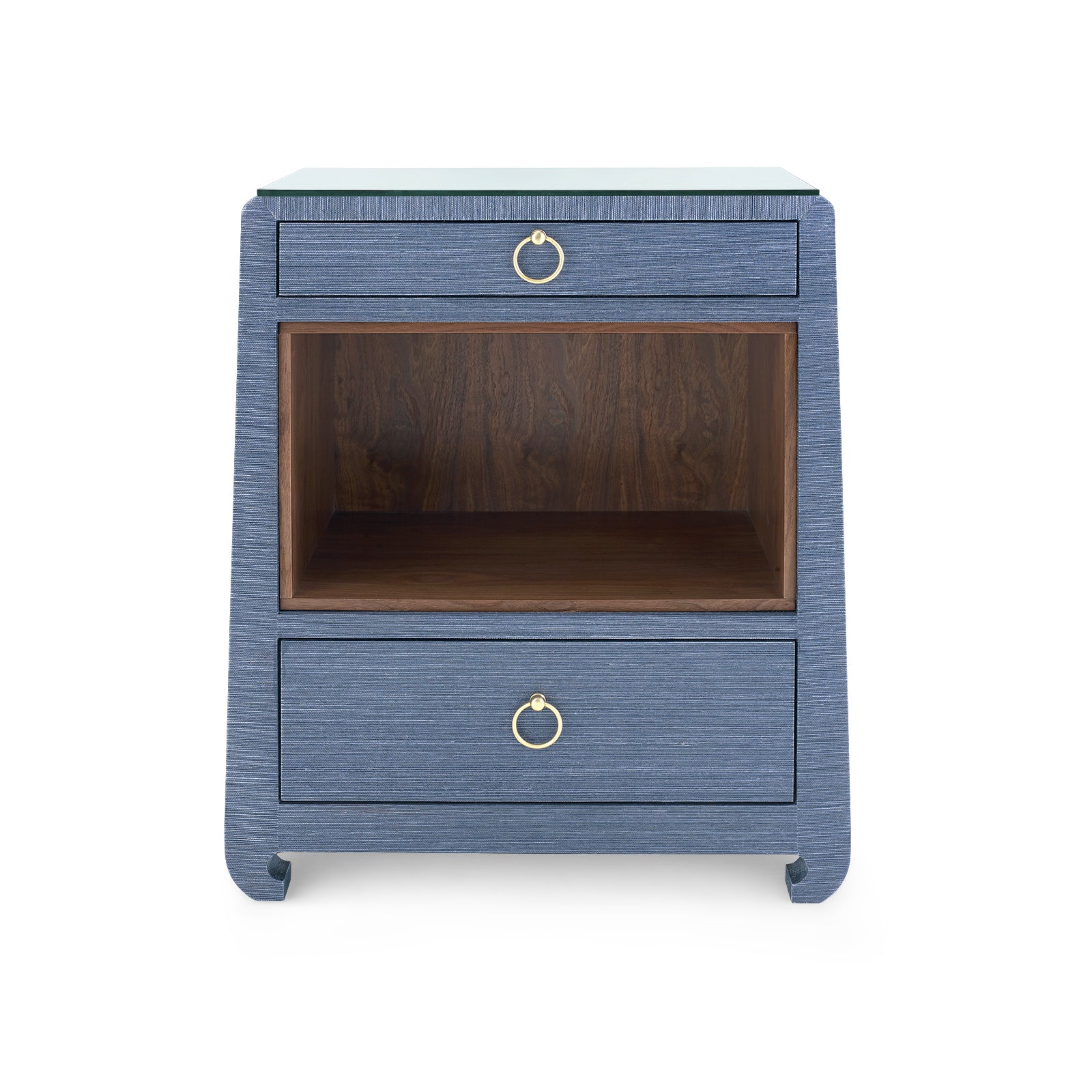 Villa & House Ming 2-Drawer Side Table with Glass Top