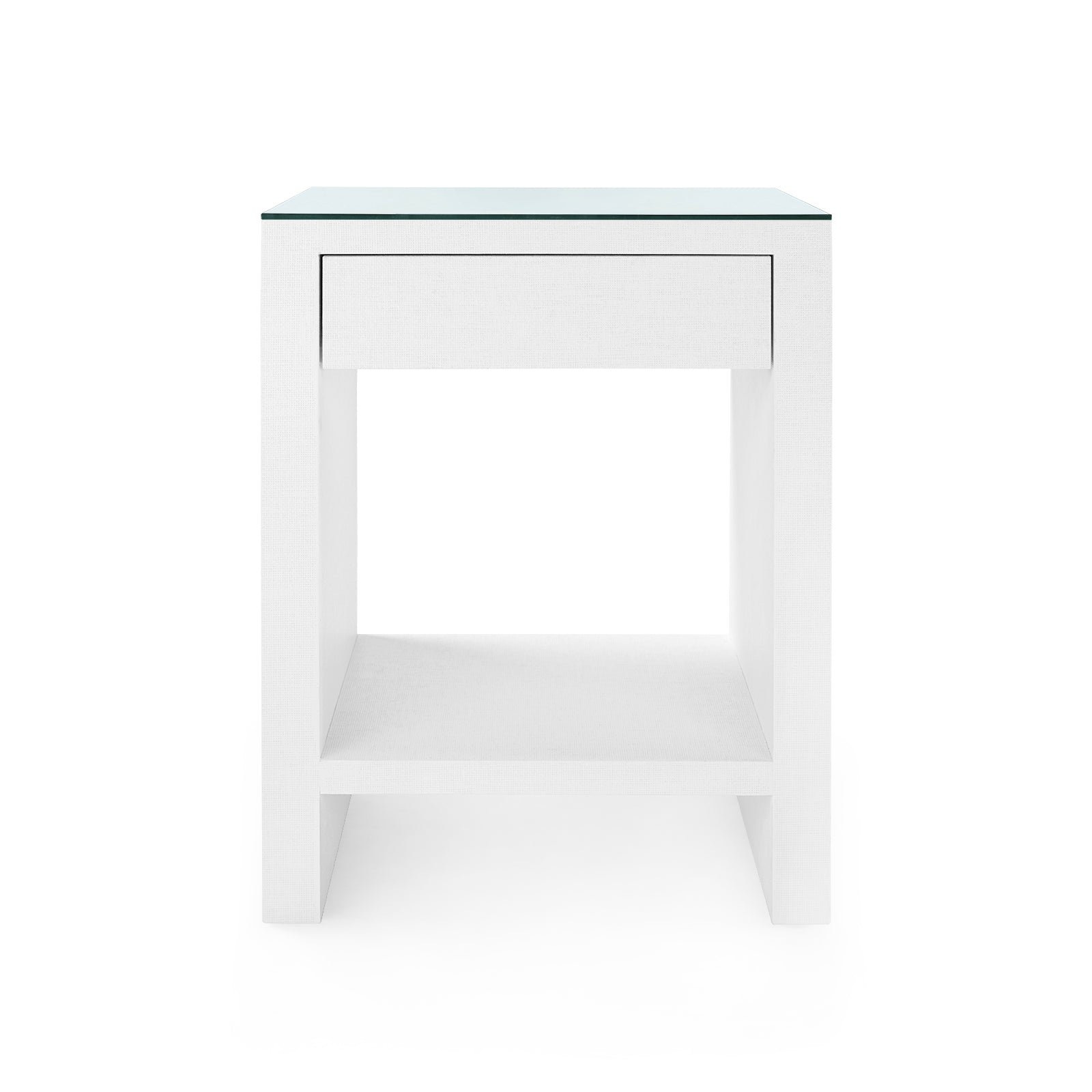 Villa & House Morgan Grasscloth Side Table with Glass Top