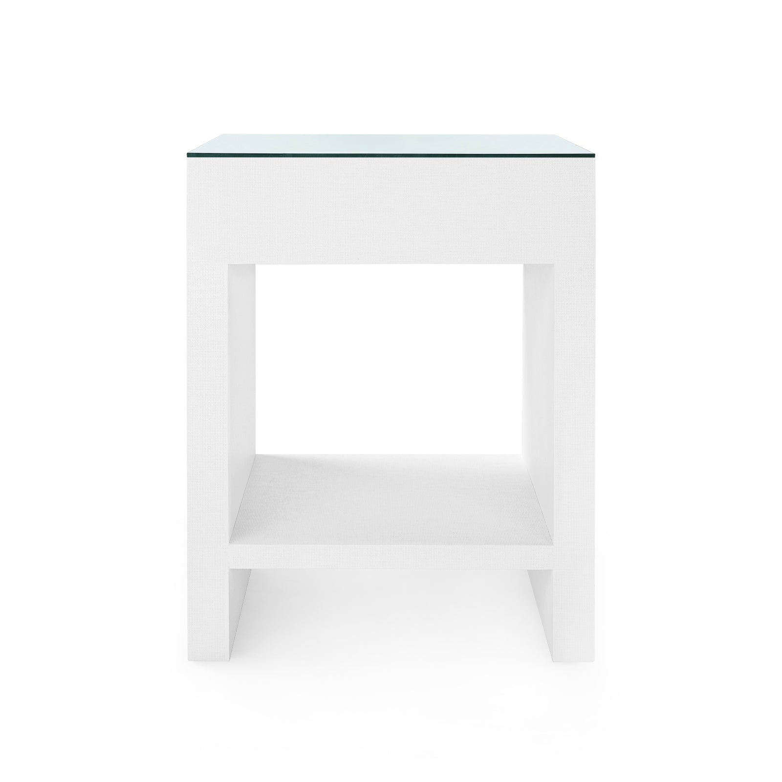 Villa & House Morgan Grasscloth Side Table with Glass Top