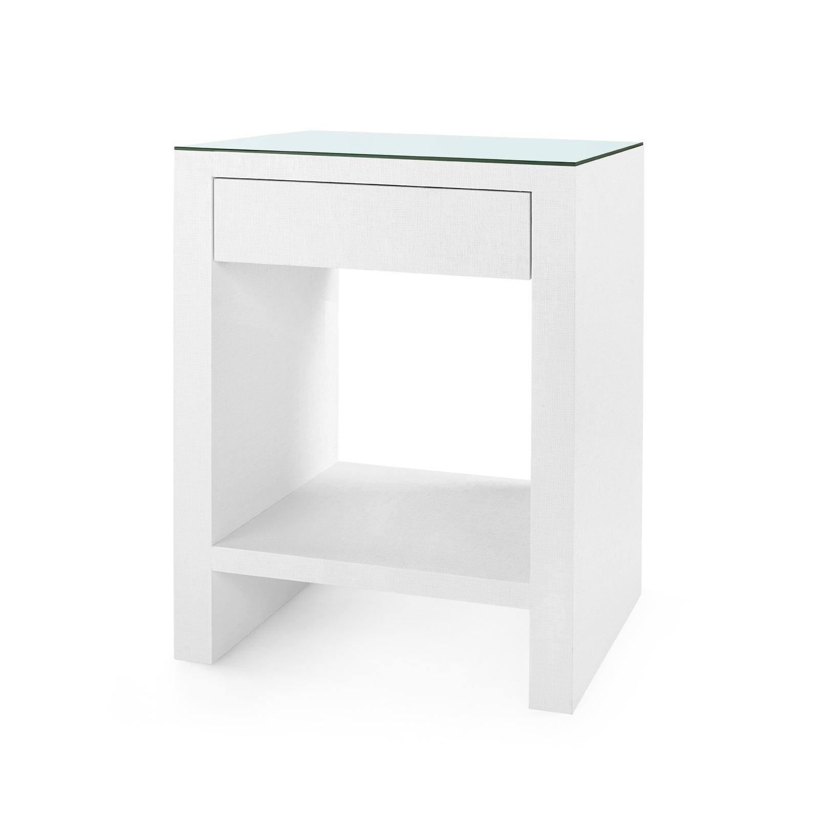 Villa & House Morgan Grasscloth Side Table with Glass Top