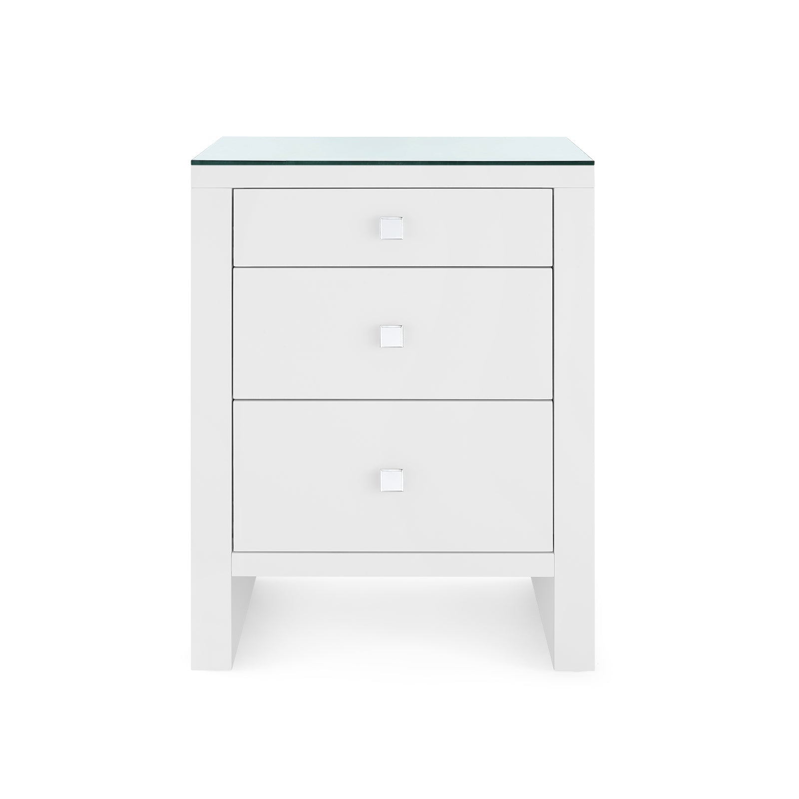 Villa & House Morgan 3-Drawer Side Table with Glass Top